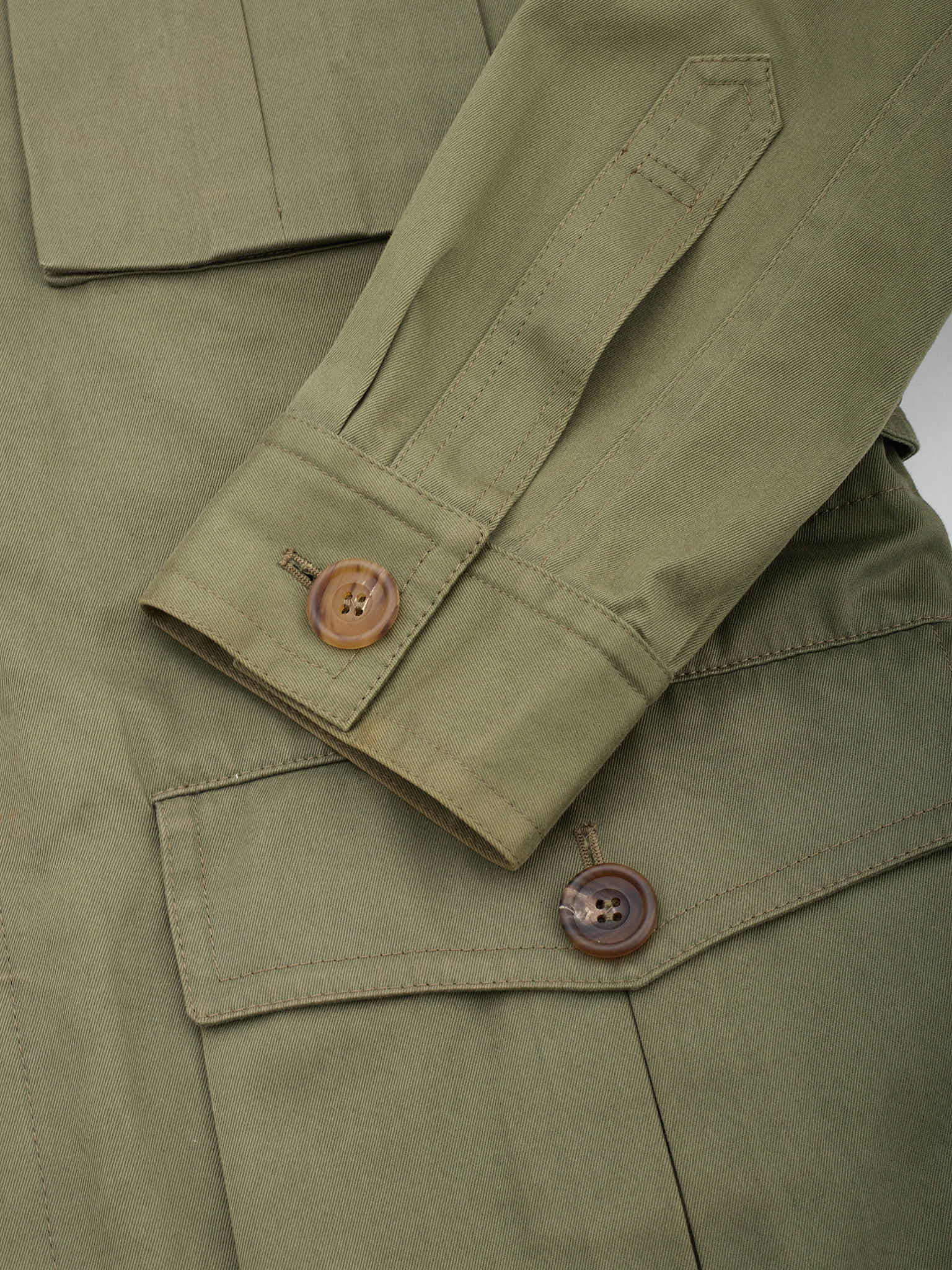 ANDERSON SHEPPARD Olive Green Cotton Twill Field Jacket L