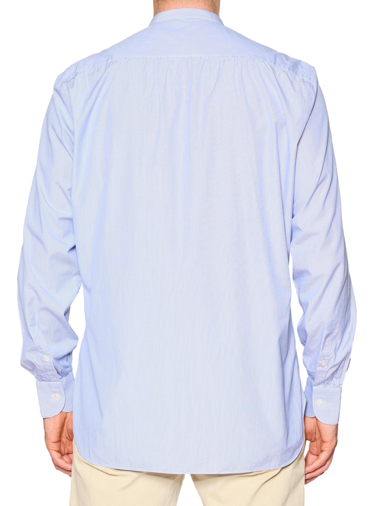 ANDERSON & SHEPPARD Blue Cotton Collarless Popover Shirt EU 41 NEW US 16