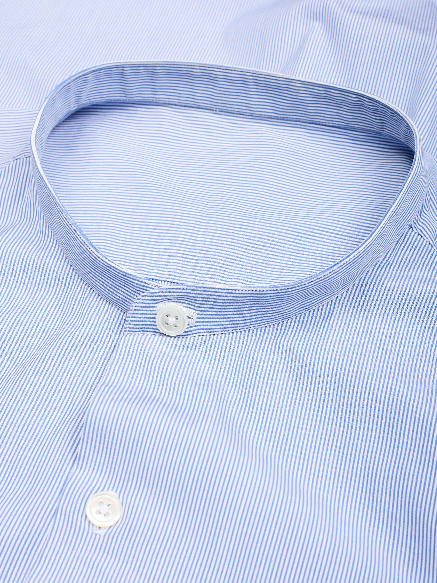 ANDERSON & SHEPPARD Blue Cotton Collarless Popover Shirt EU 41 NEW US 16