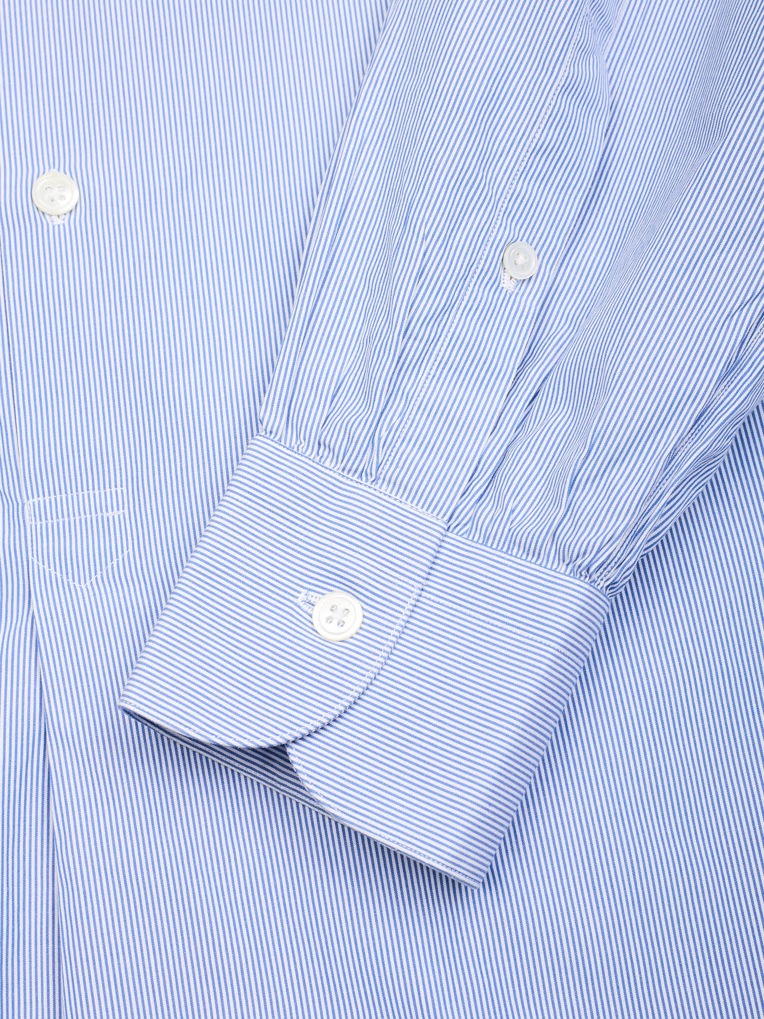 ANDERSON & SHEPPARD Blue Cotton Collarless Popover Shirt EU 41 NEW US 16