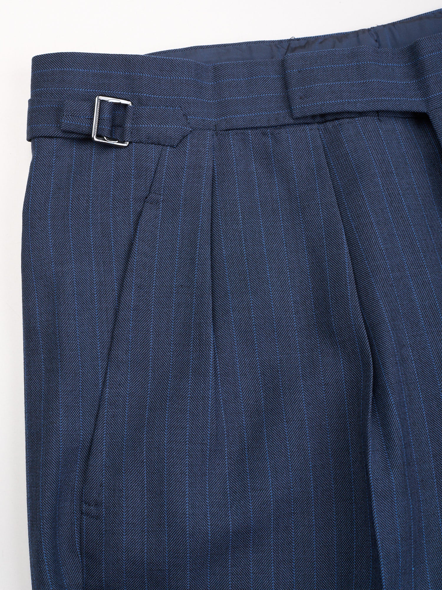 ANDERSON & SHEPPARD Blue Striped Bespoke Suit 2 Pairs of Pants
