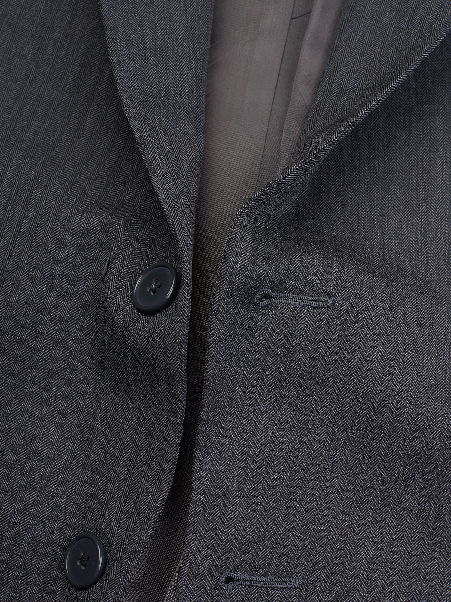 ANDERSON & SHEPPARD Dark Gray Herringbone Wool Bespoke Suit 2 Pairs of Pants