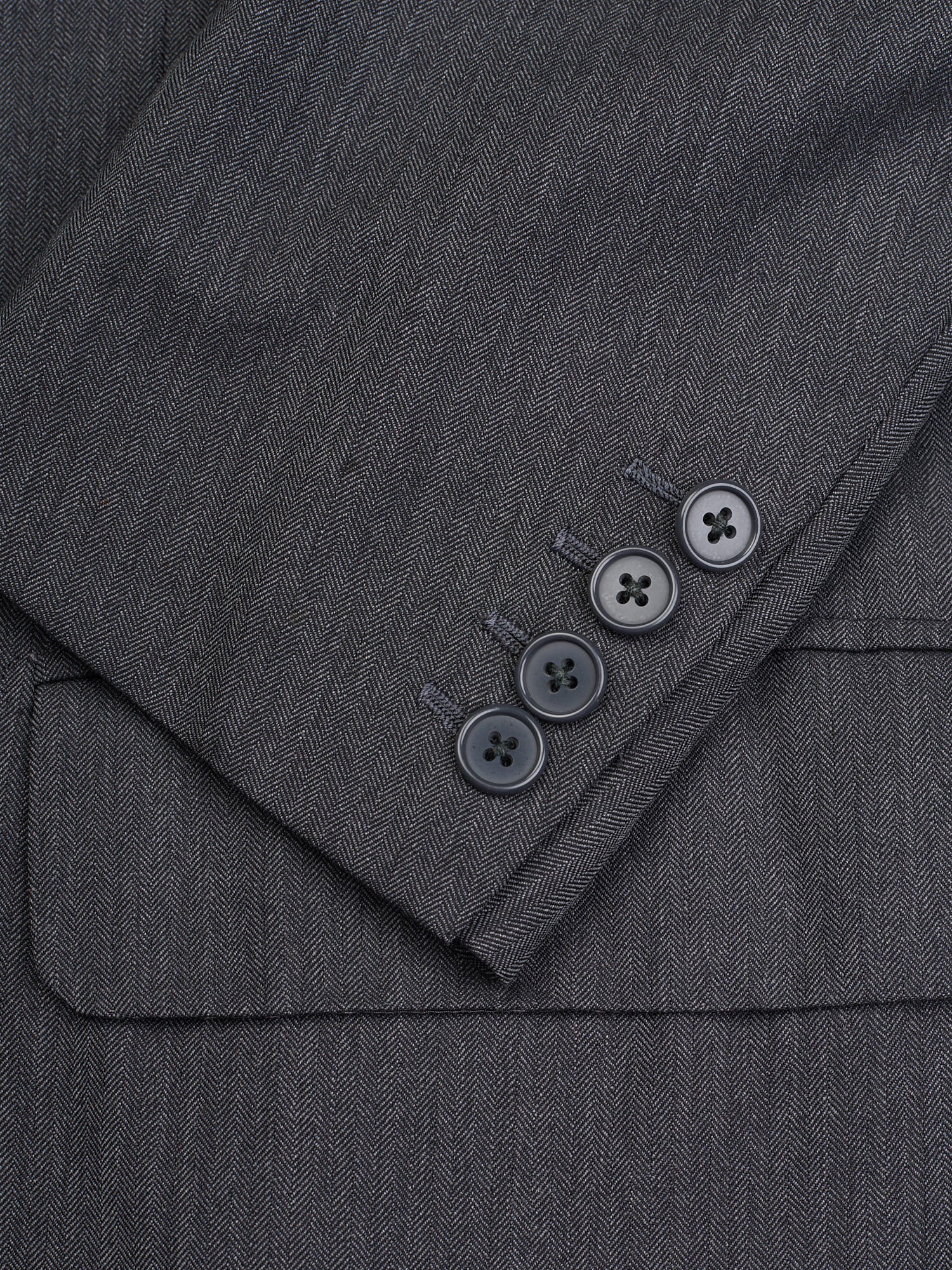 ANDERSON & SHEPPARD Dark Gray Herringbone Wool Bespoke Suit 2 Pairs of Pants