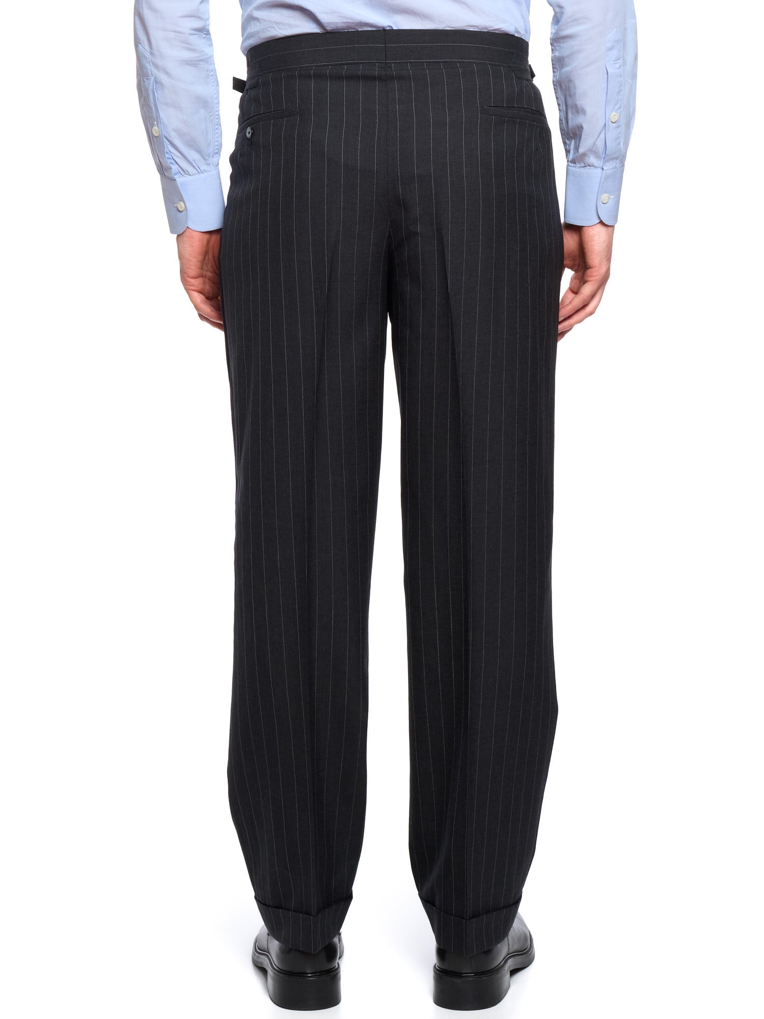 ANDERSON & SHEPPARD Savile Row Gray Pinstripe Bespoke Suit 2 Pairs of Pants