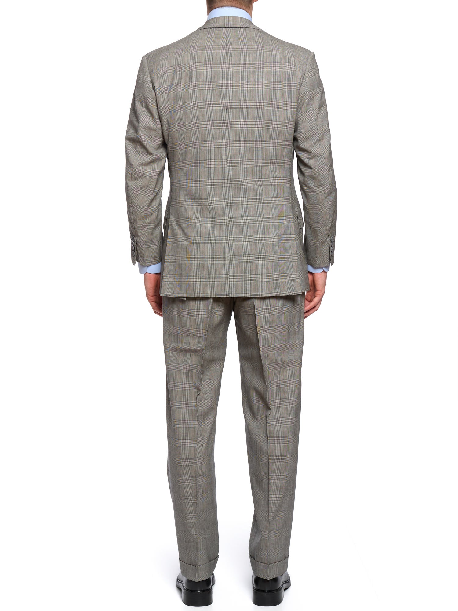 ANDERSON & SHEPPARD Gray Glen Plaid Bespoke Suit 2 Pairs of Pants