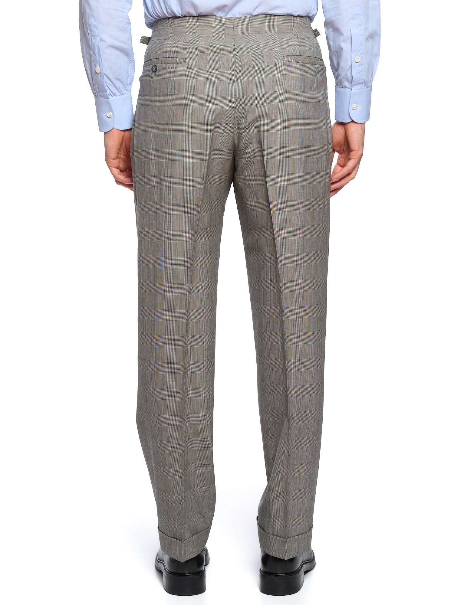 ANDERSON & SHEPPARD Gray Glen Plaid Bespoke Suit 2 Pairs of Pants