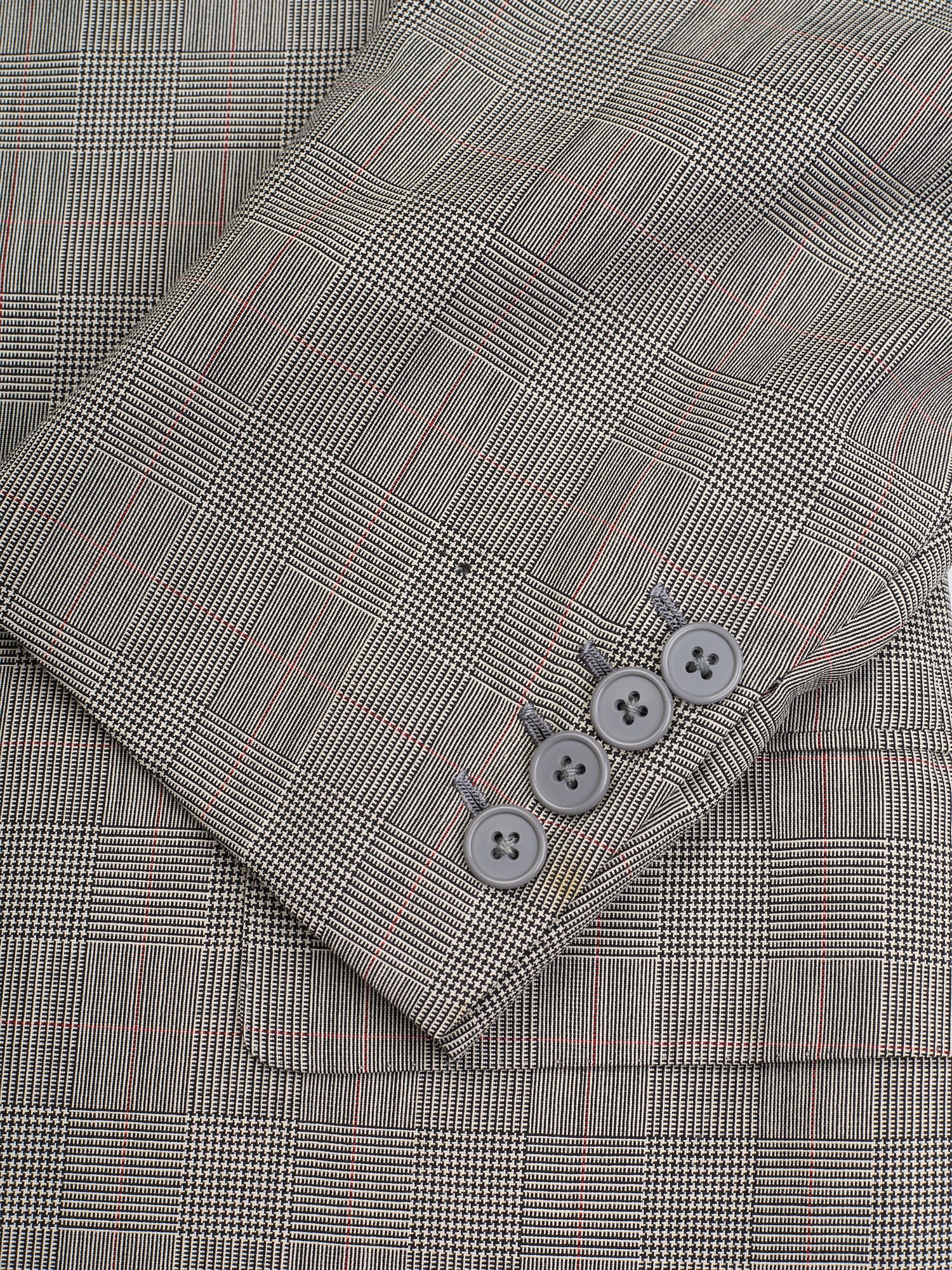 ANDERSON & SHEPPARD Gray Glen Plaid Bespoke Suit 2 Pairs of Pants