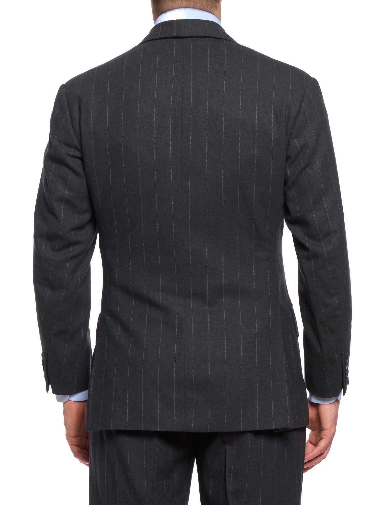ANDERSON & SHEPPARD Gray Pinstripe Wool DB Bespoke Suit 2 Pairs of Pants