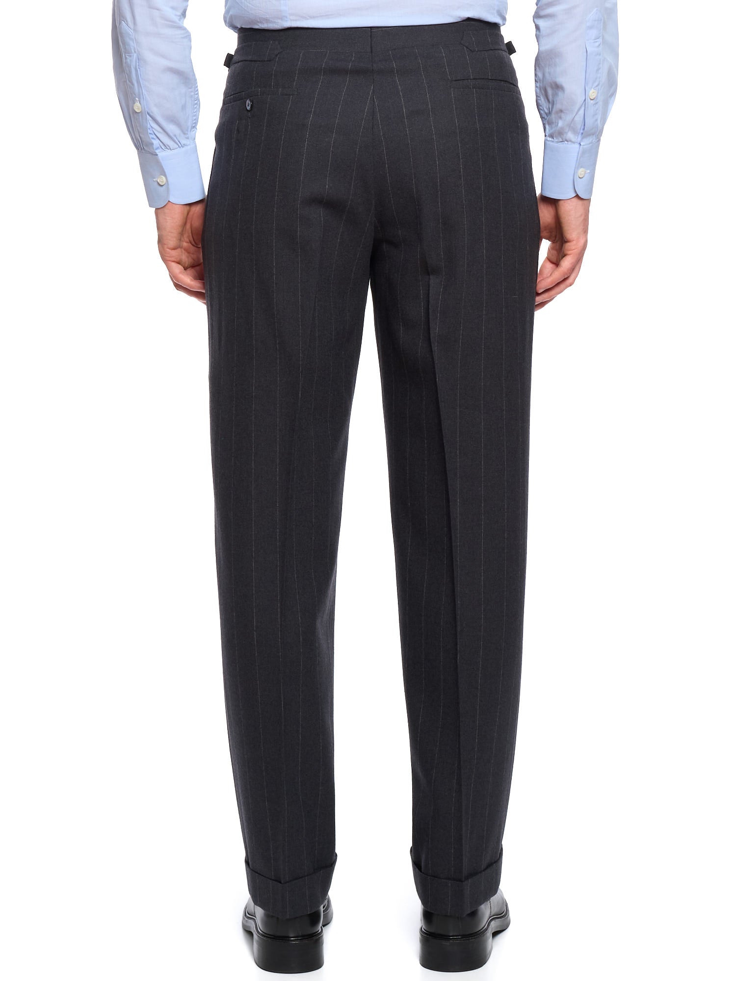 ANDERSON & SHEPPARD Gray Pinstripe Wool DB Bespoke Suit 2 Pairs of Pants