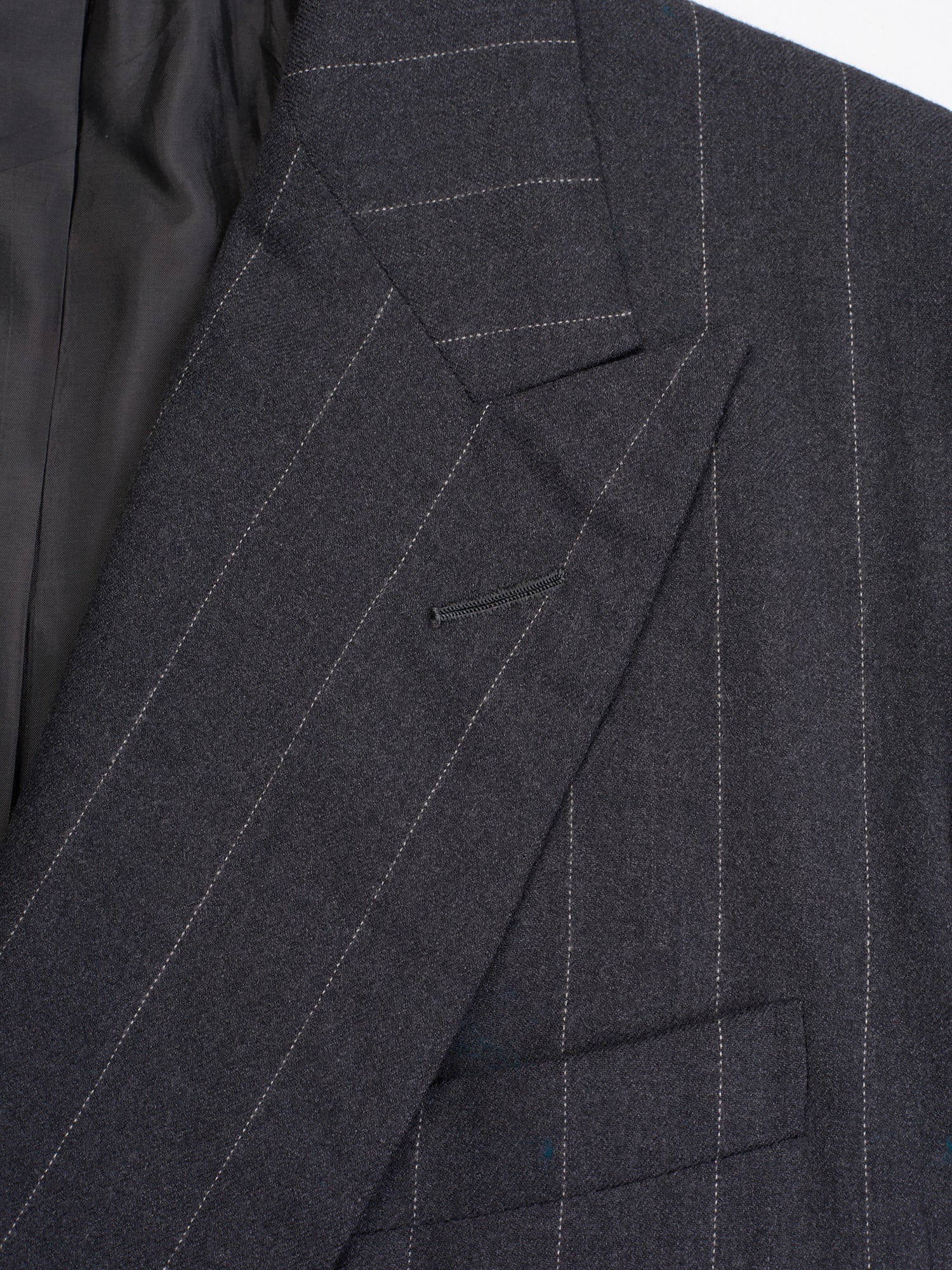 ANDERSON & SHEPPARD Gray Pinstripe Wool DB Bespoke Suit 2 Pairs of Pants