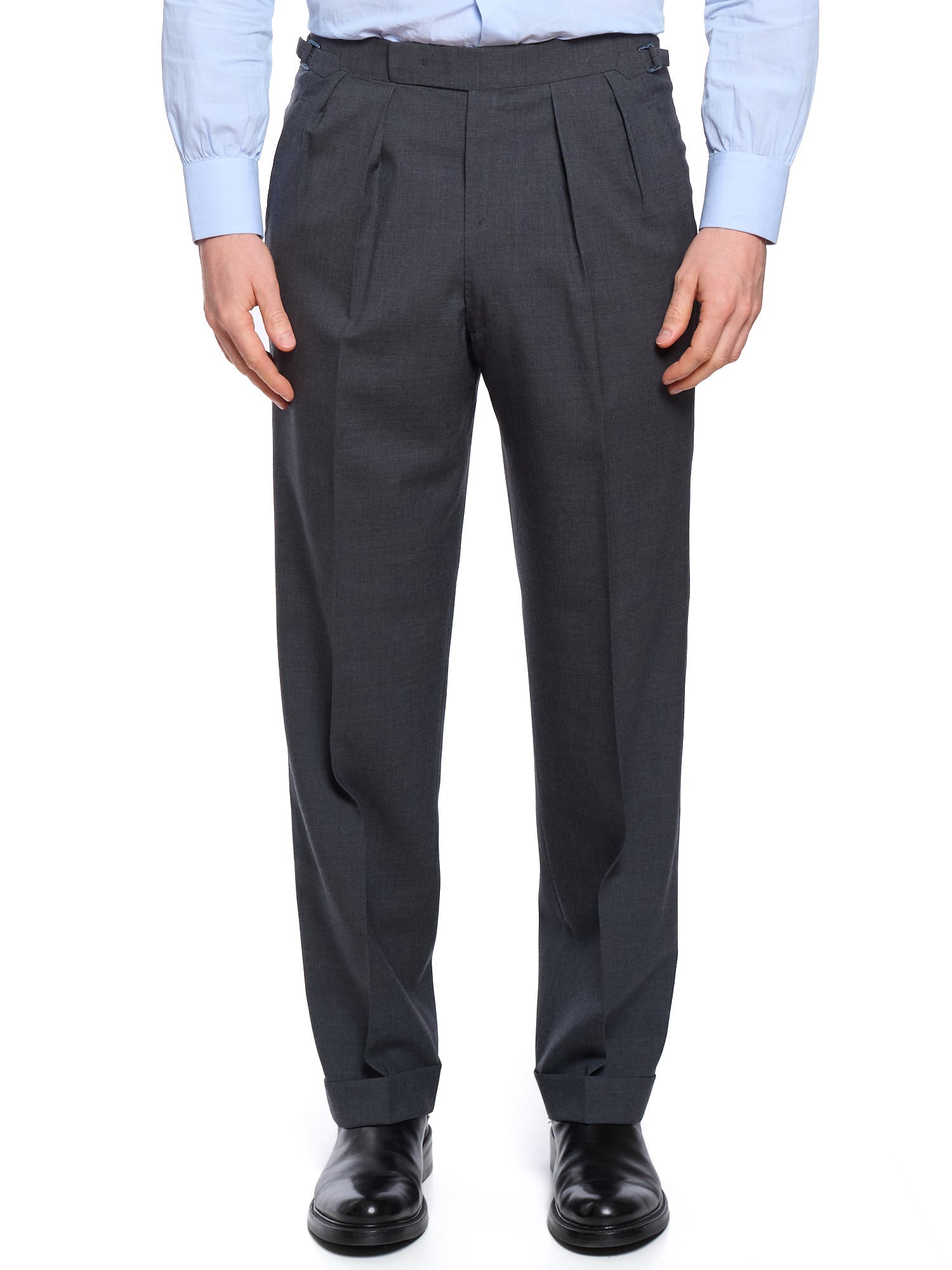 ANDERSON & SHEPPARD Savile Row Gray Wool Bespoke Suit 2 Pairs of Pants