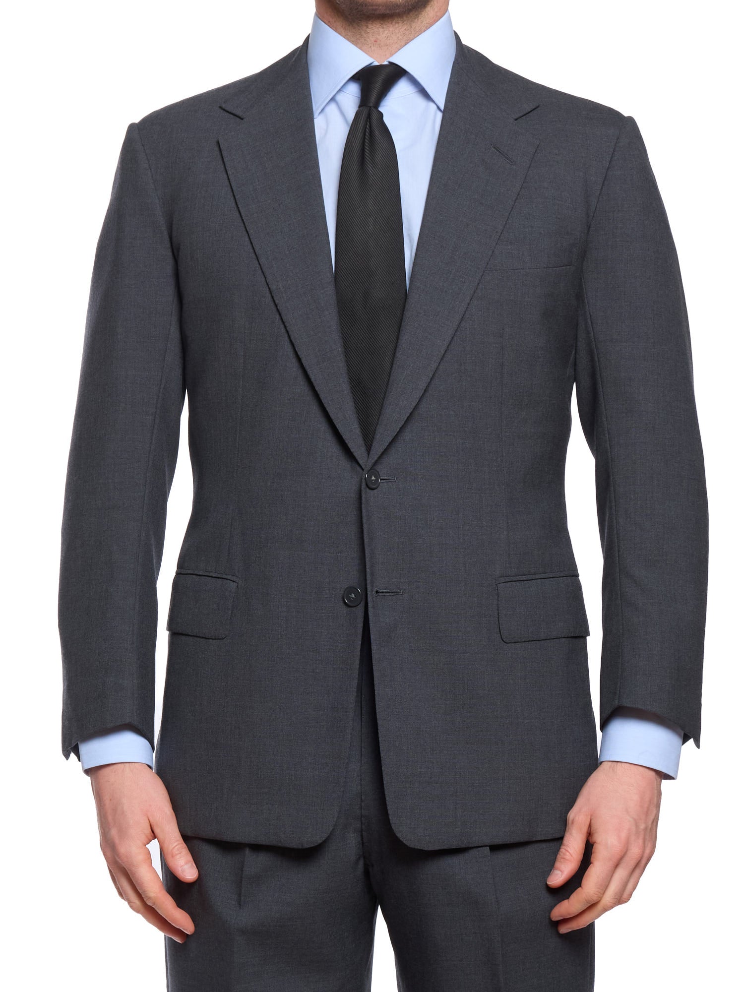 ANDERSON & SHEPPARD Savile Row Gray Wool Bespoke Suit 2 Pairs of Pants