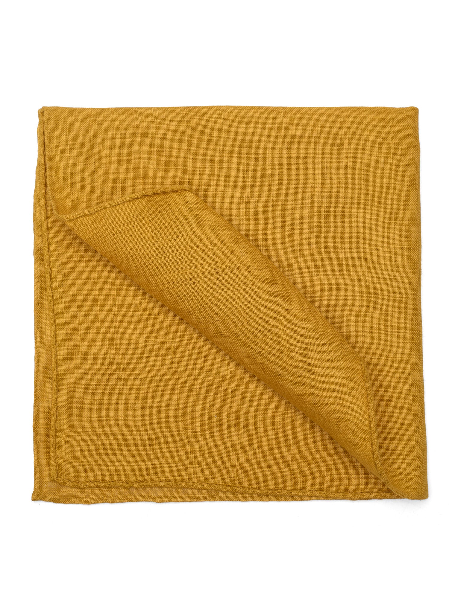 ANDERSON & SHEPPARD Mustard Linen Pocket Square NEW 32x32cm