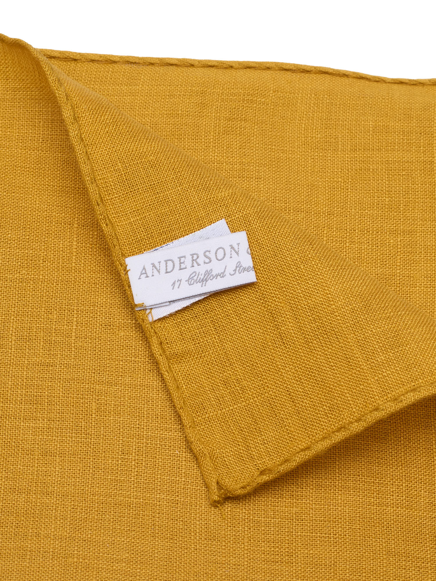 ANDERSON & SHEPPARD Mustard Linen Pocket Square NEW 32x32cm