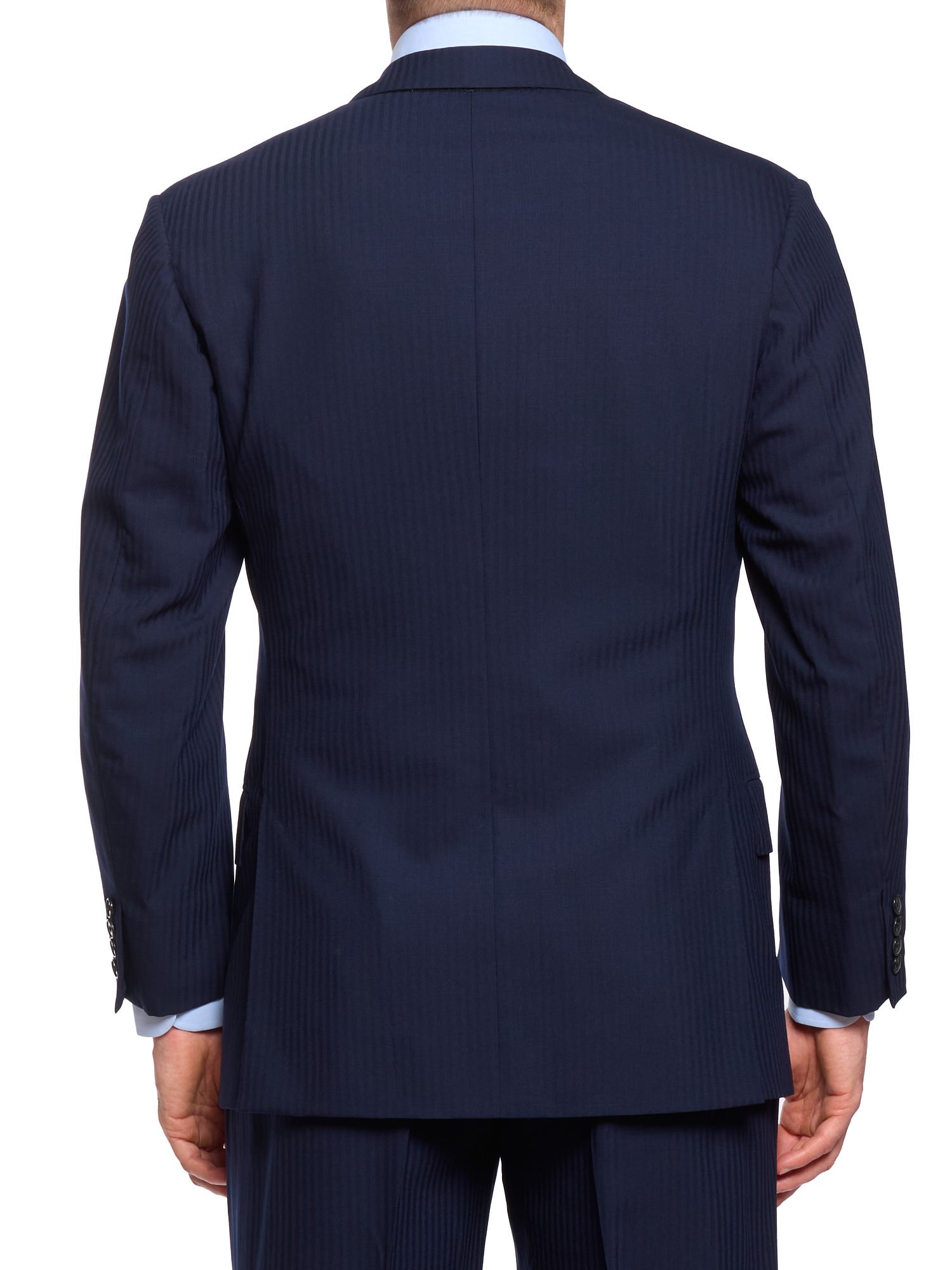 ANDERSON & SHEPPARD Savile Row Blue Herringbone Bespoke Suit 2 Pairs of Pants