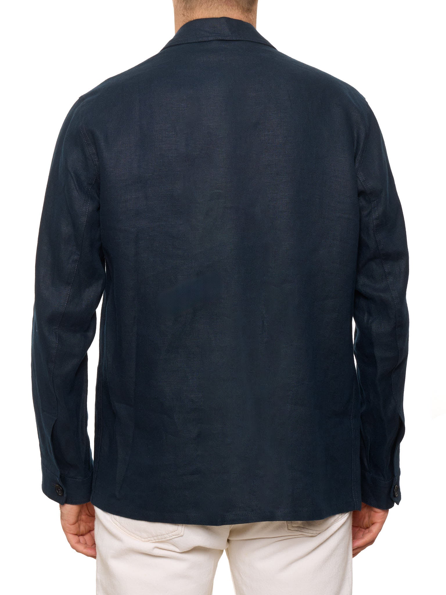 ANDERSON & SHEPPARD Navy Blue Linen Chore Jacket Overshirt NEW