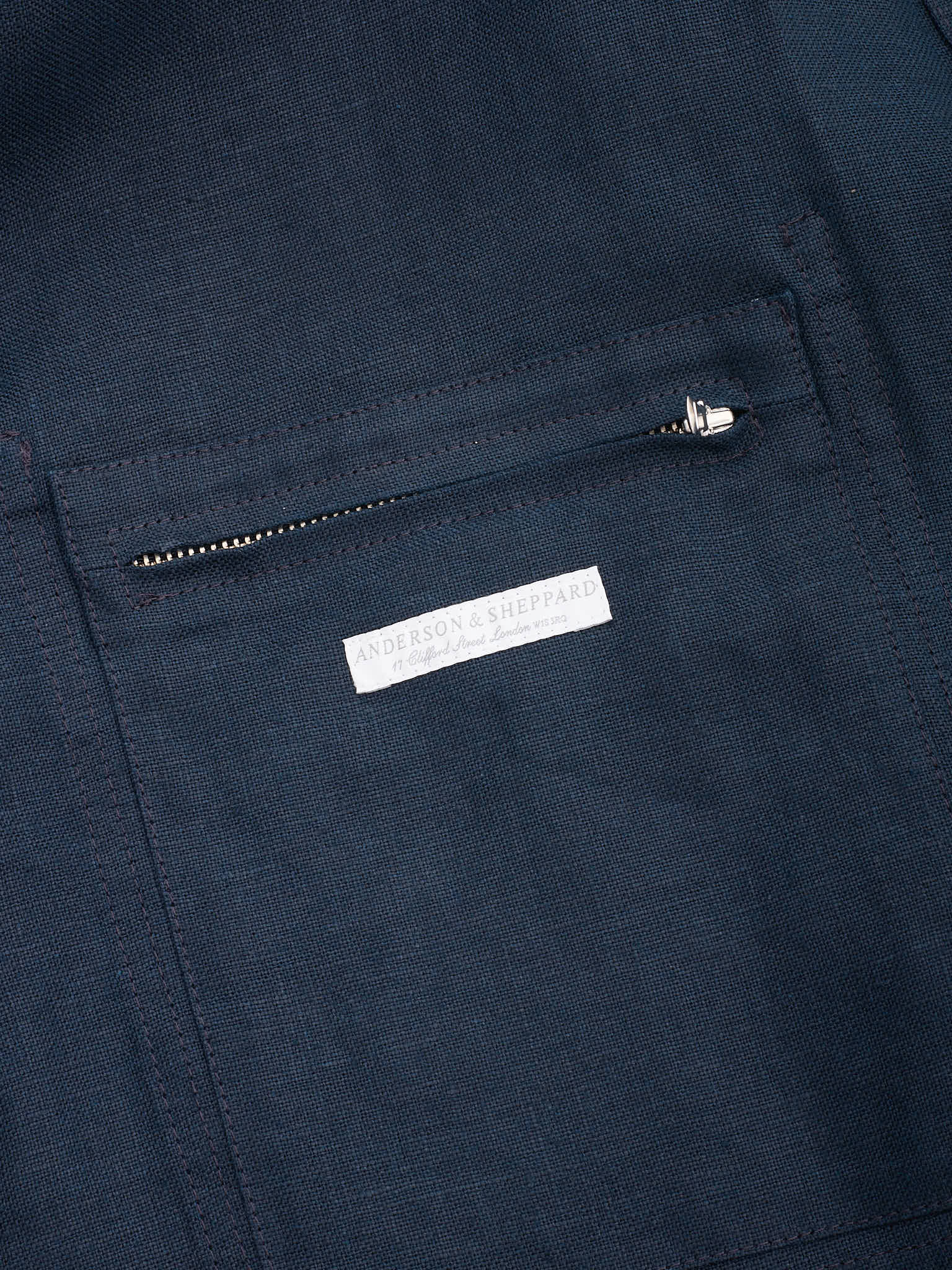 ANDERSON & SHEPPARD Navy Blue Linen Chore Jacket Overshirt NEW
