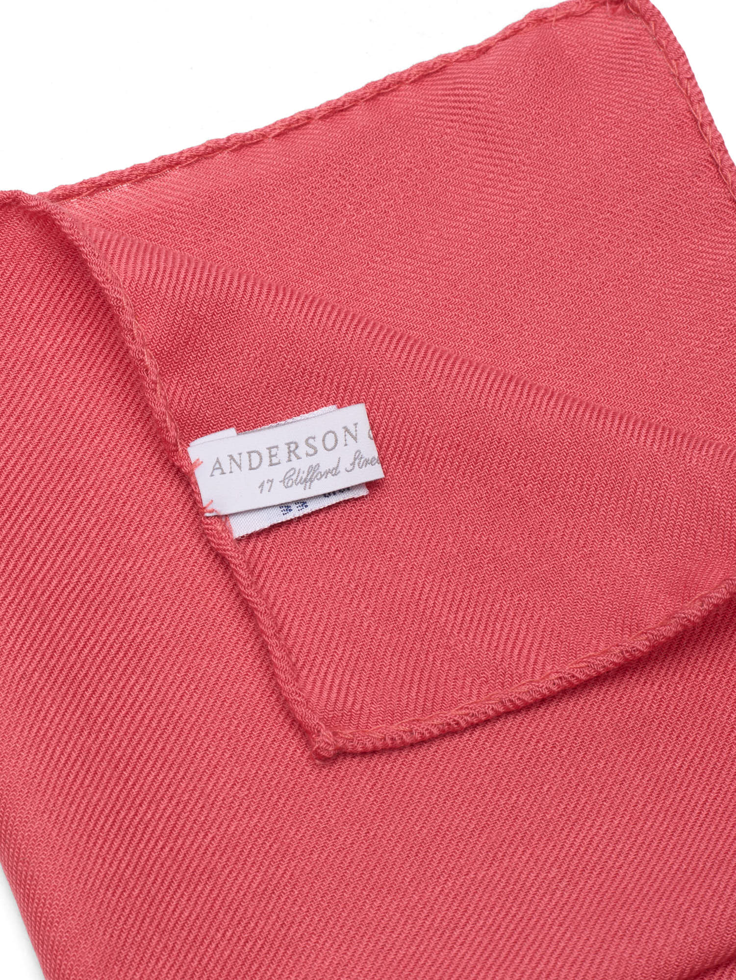 ANDERSON & SHEPPARD Pink Wool-Silk Pocket Square NEW 30x30cm