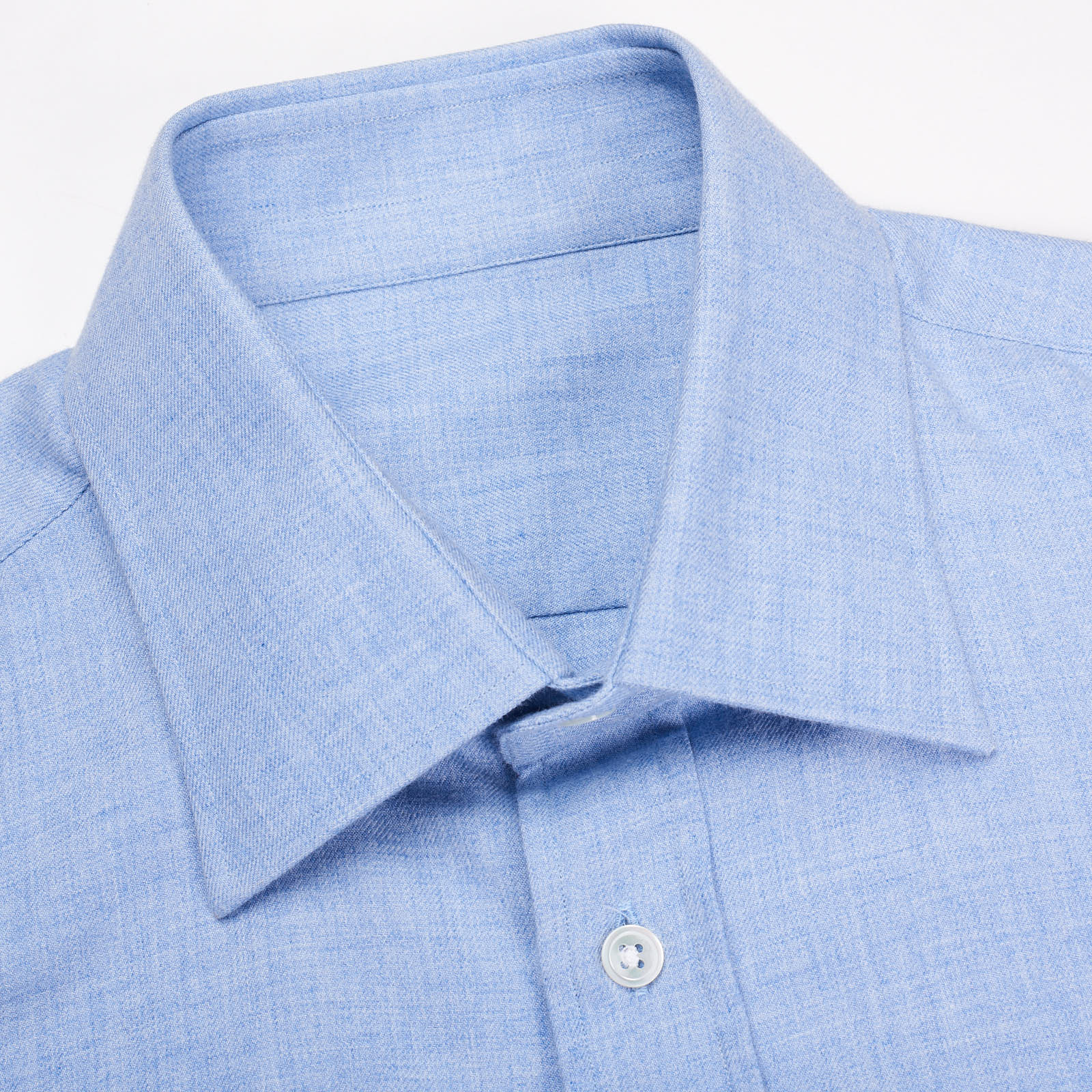 ANDERSON & SHEPPARD Handmade Blue Cotton-Cashmere Dress Shirt EU 41 US 16 ANDERSON & SHEPPARD