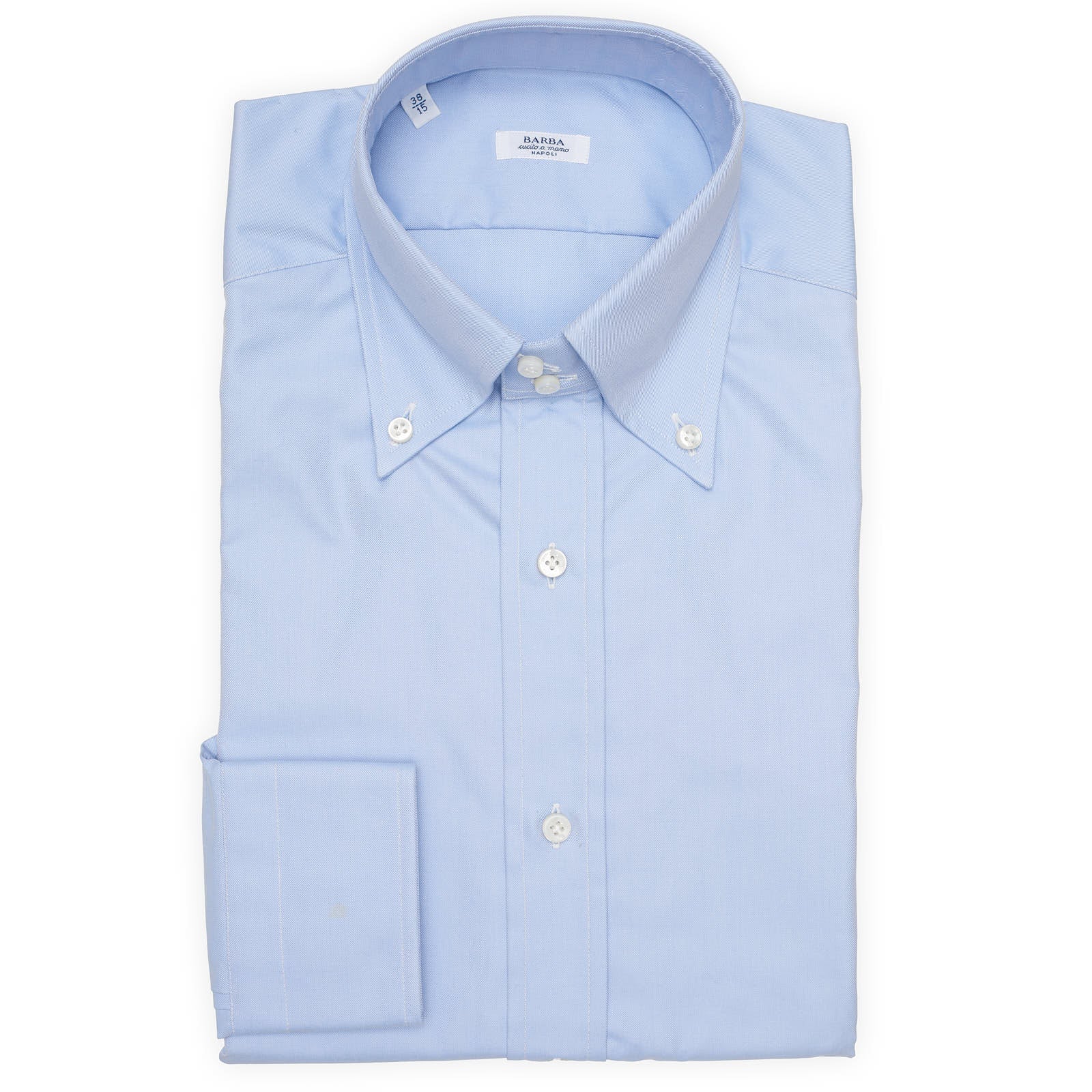 BARBA Napoli Blue Twill Cotton Button-Down Dress Shirt EU 38 New US 15 BARBA Napoli Blue Twill Cotton Button-Down Dress Shirt EU 38 New US 15