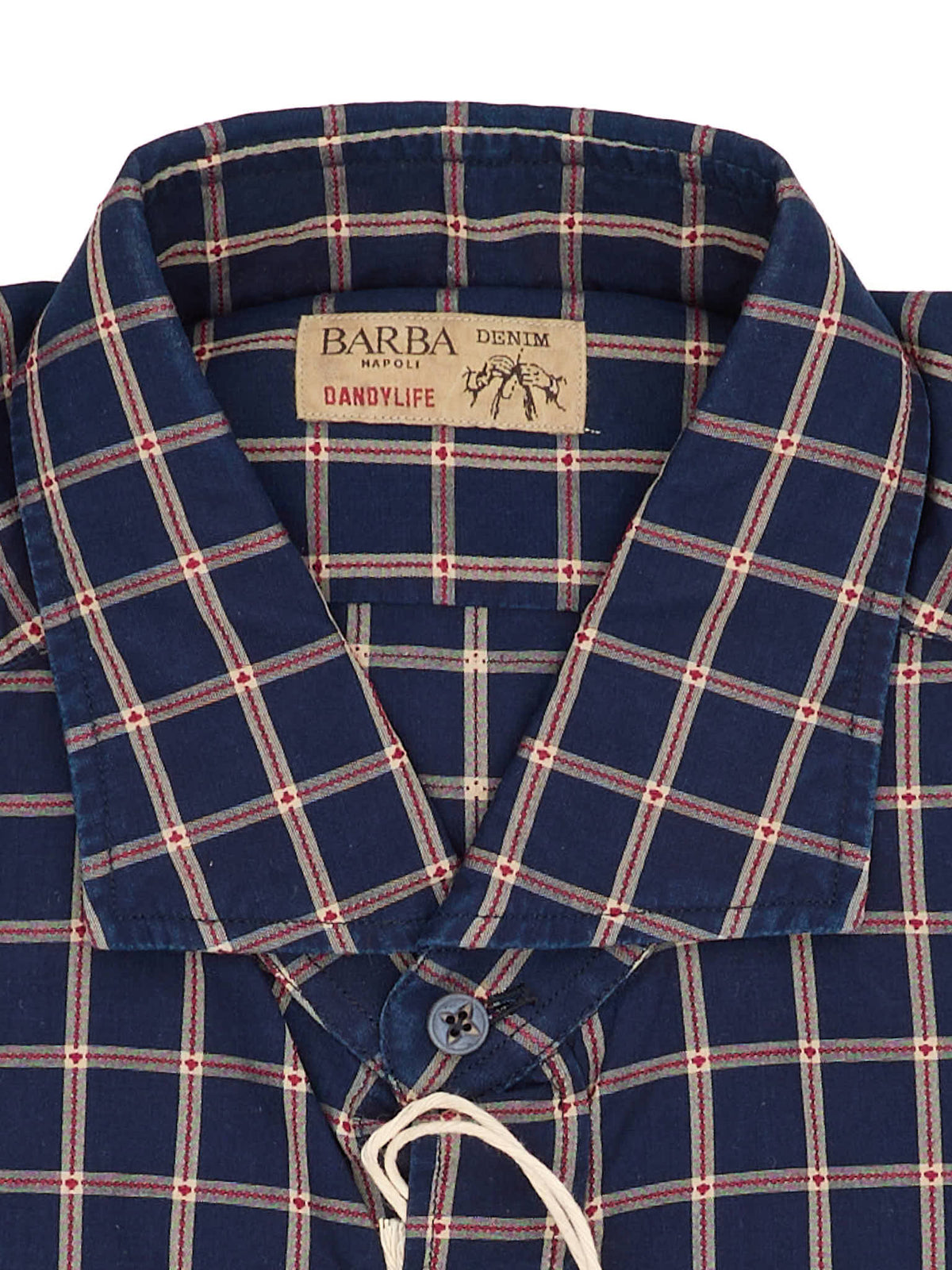 BARBA Napoli Dandylife "Vintage" Navy Plaid Cotton Shirt