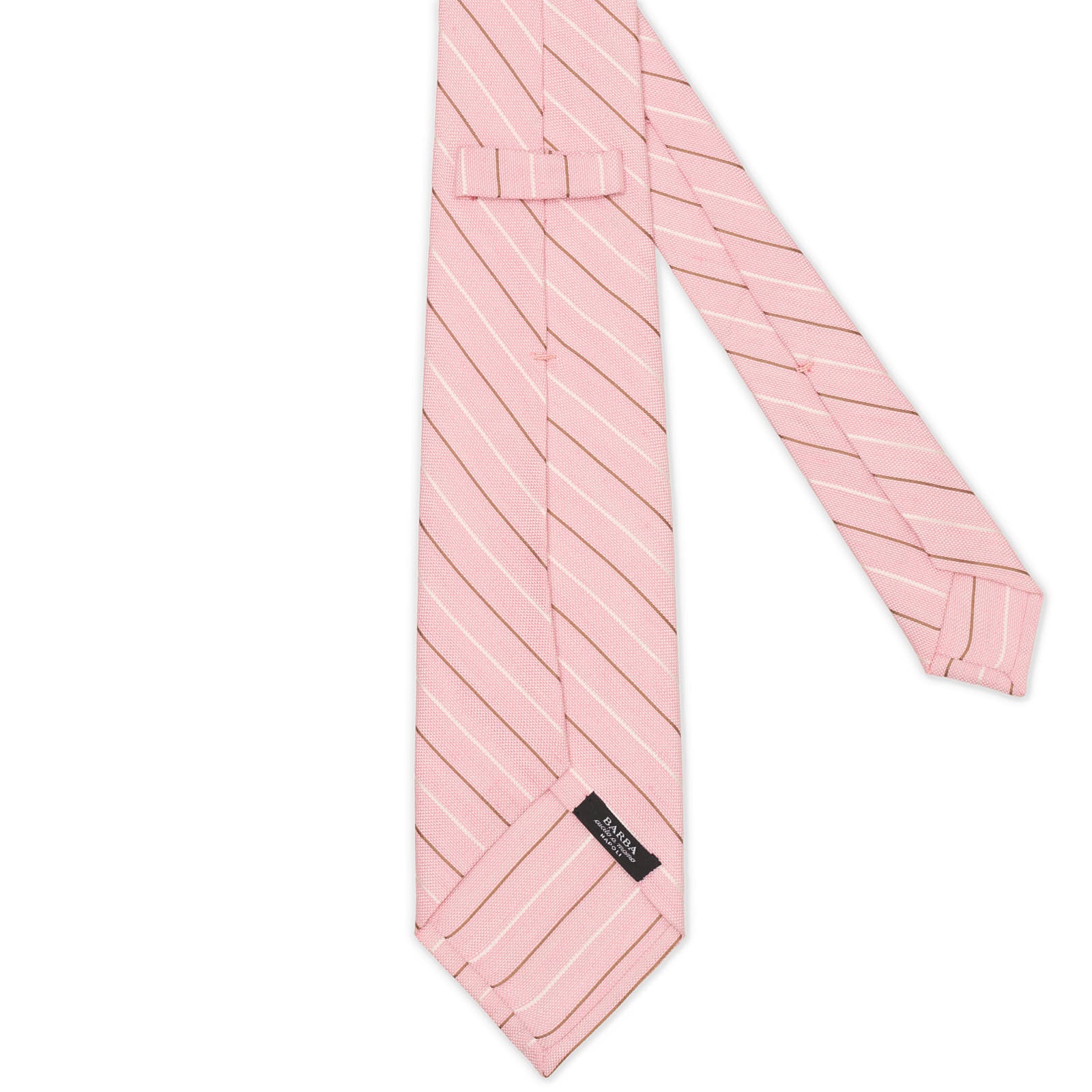 BARBA Pink Pinstripe Seven Fold Linen-Silk Tie NEW