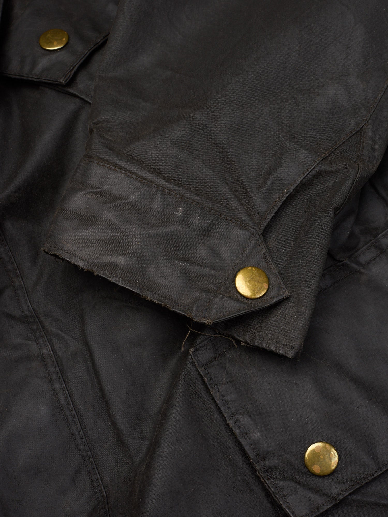 Vintage 1970's BARBOUR International One Crest Black Motorcycle Wax Jacket
