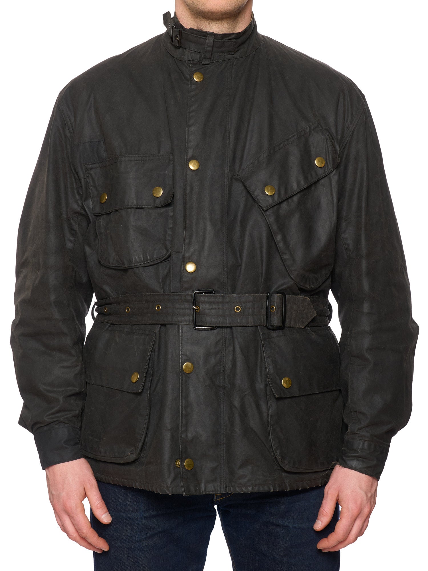 Vintage 1970's BARBOUR International One Crest Black Motorcycle Wax Jacket