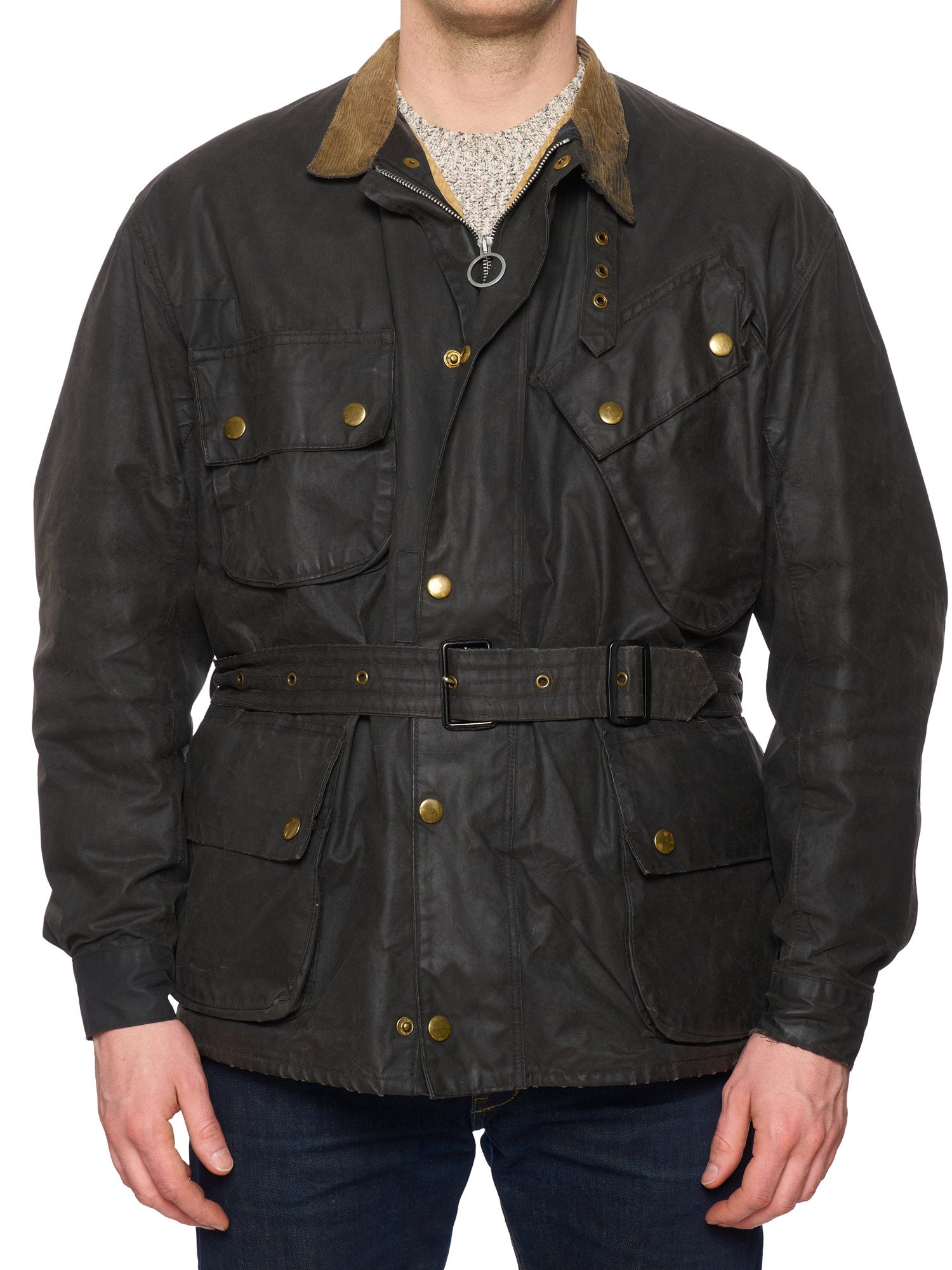 Vintage 1970's BARBOUR International One Crest Black Motorcycle Wax Jacket