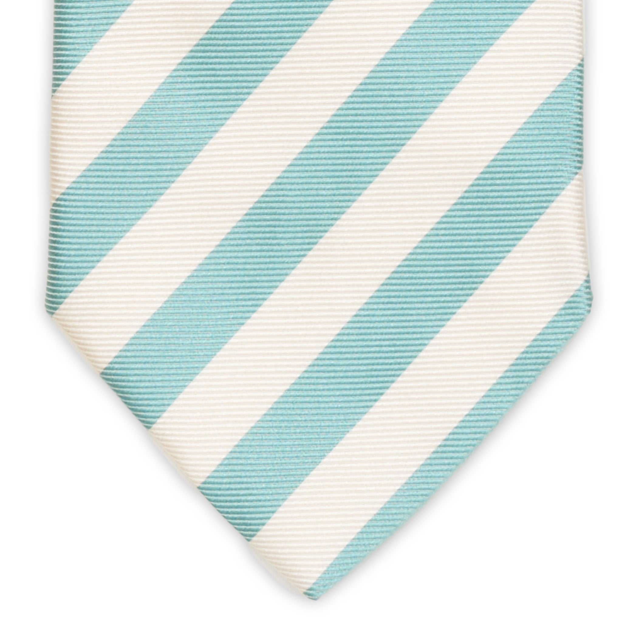 BATTISTONI Handmade Blue-Ivory Striped Design Silk Tie NEW BATTISTONI