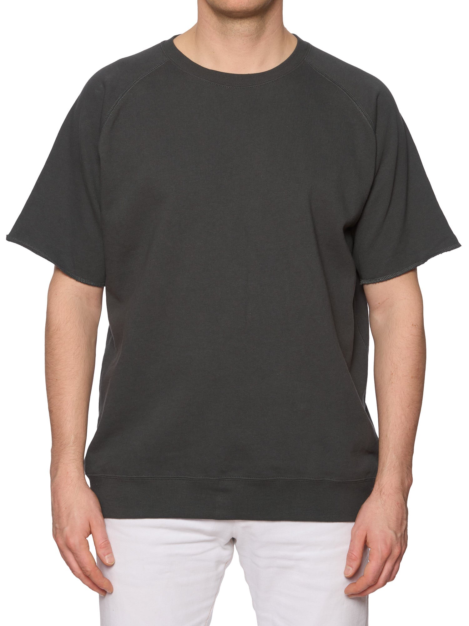 BEAMS PLUS Japan Gray Cotton Cropped Sleeve T-Shirt US XL NEW