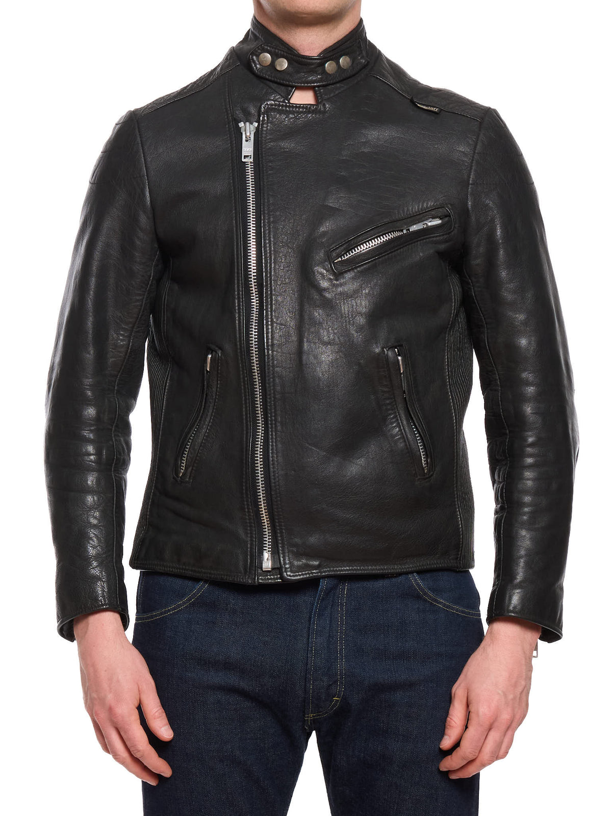 Vintage BELSTAFF Black Leather Motorcycle Jacket Cafe Racer Made in England