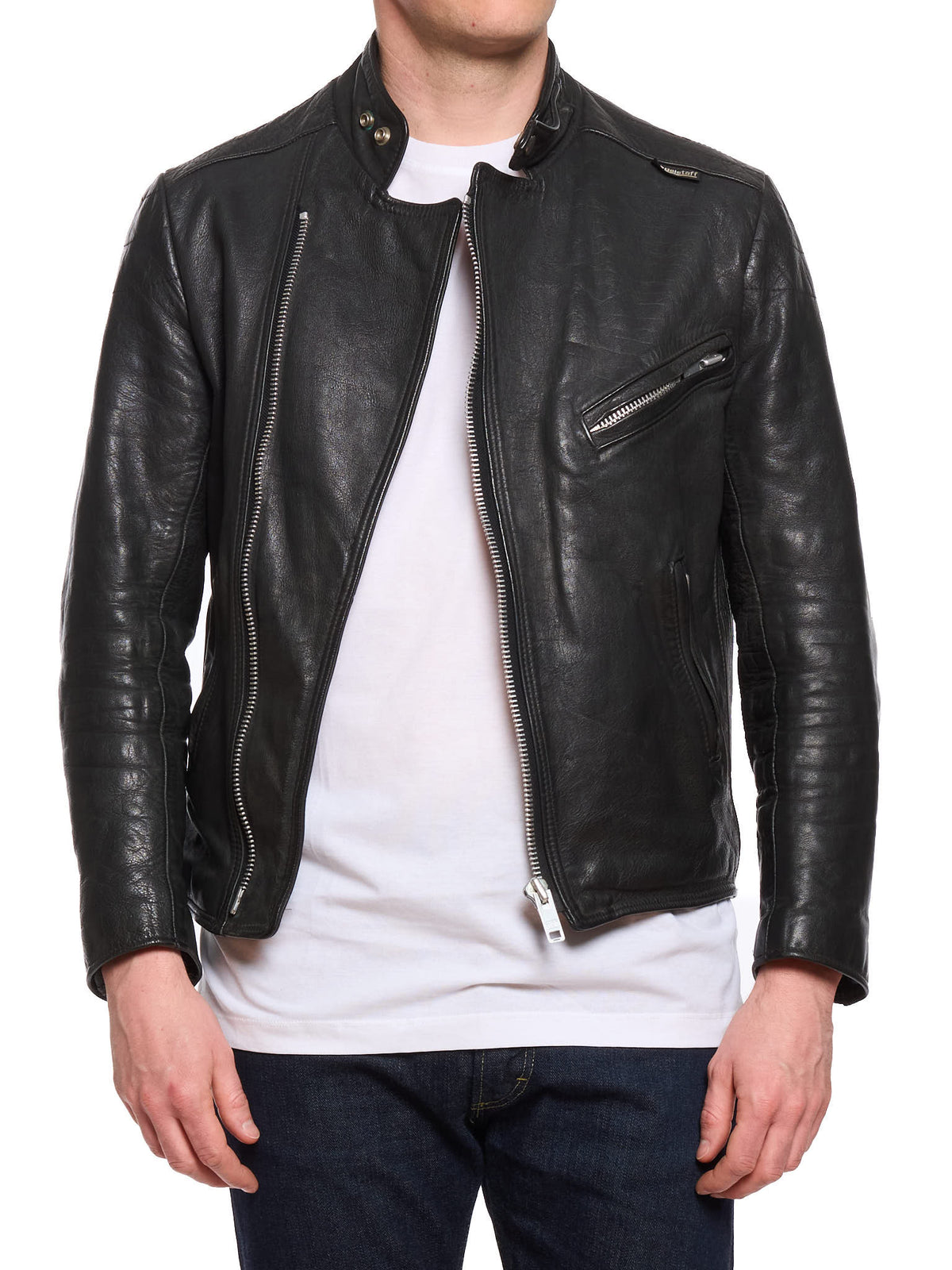 Vintage BELSTAFF Black Leather Motorcycle Jacket Cafe Racer Made in England