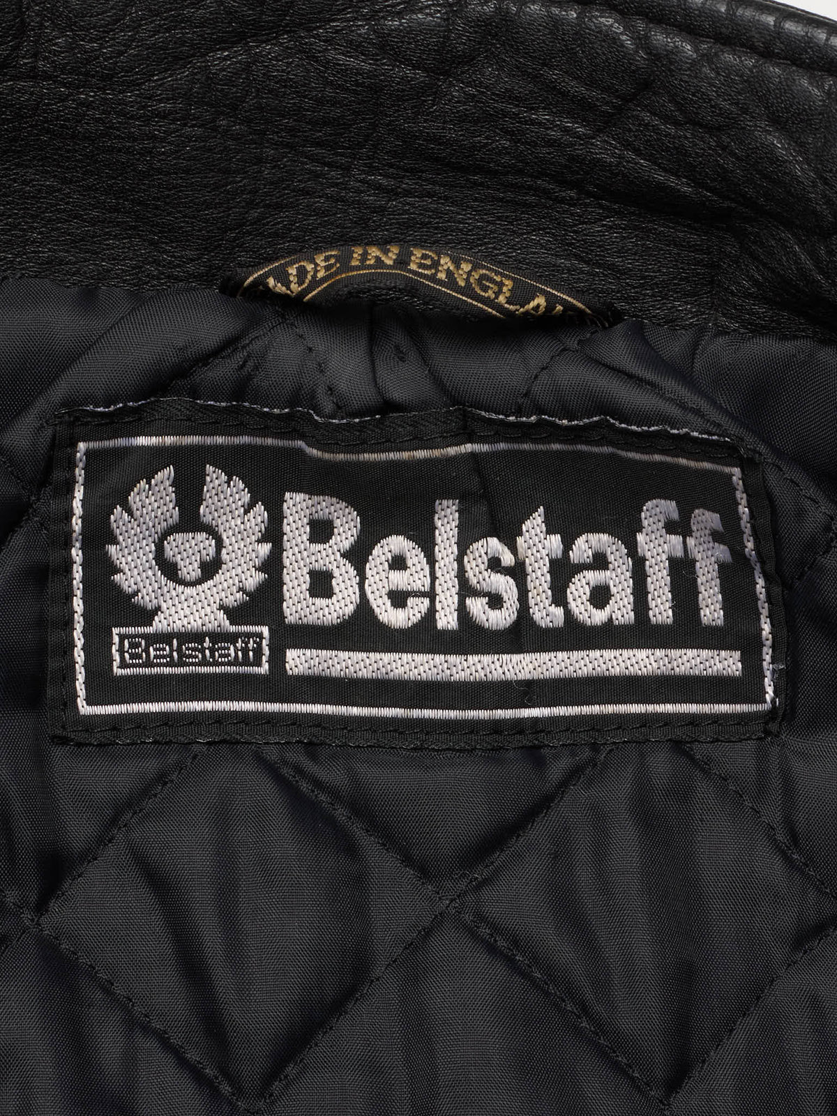Vintage BELSTAFF Black Leather Motorcycle Jacket Cafe Racer Made in England