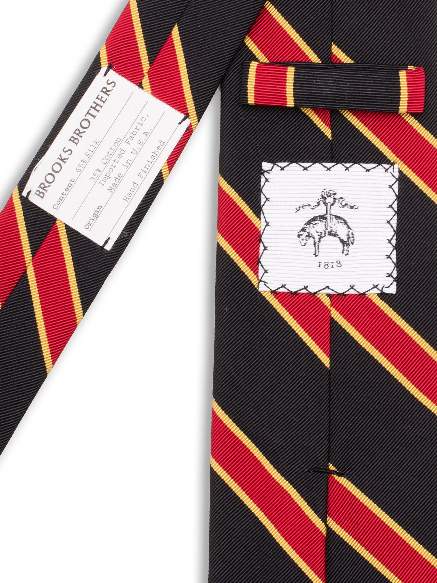BROOKS BROTHERS Navy Blue-Red-Gold Striped Silk Tie NEW