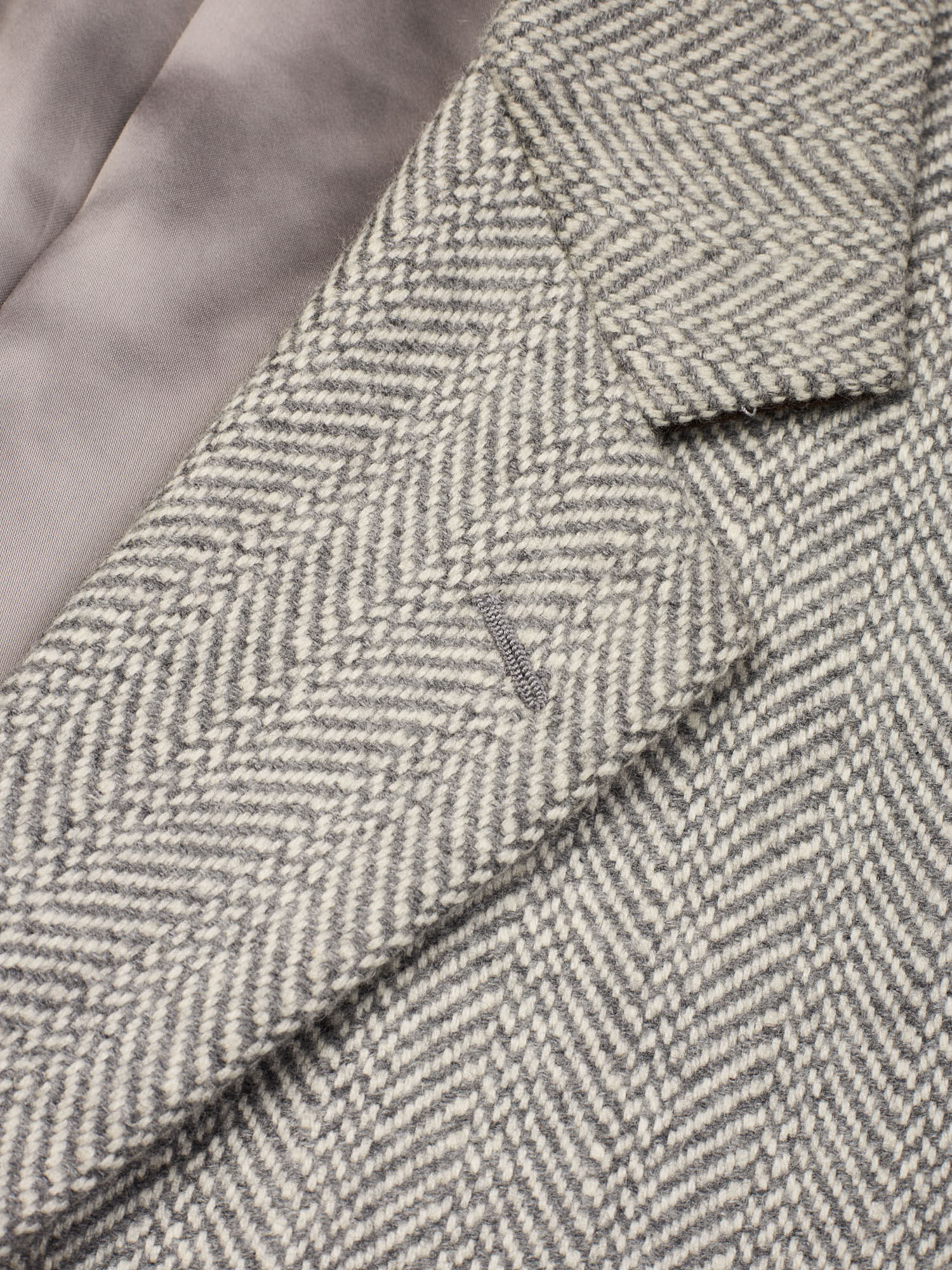 BELVEST Gray Herringbone Cashmere Slim Fit Over Coat