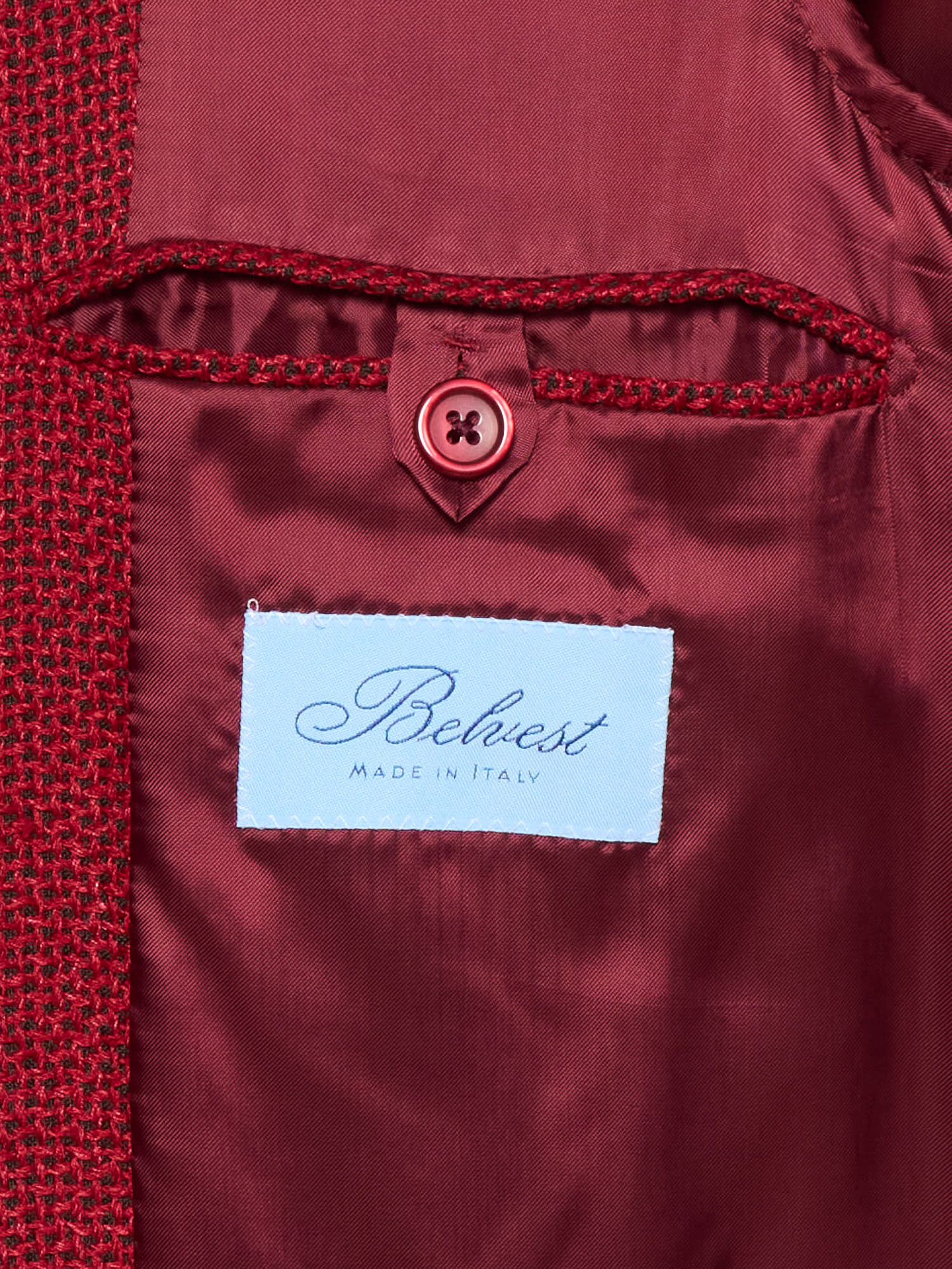 BELVEST Raspberry Color Micro Silk-Linen-Cotton Ticket Pocket Jacket NEW Slim