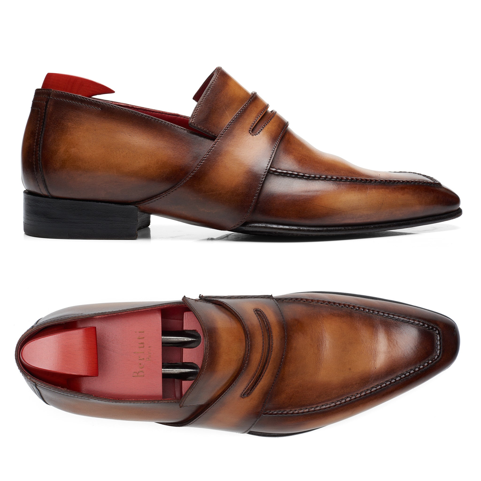 BERLUTI Art Andy Demesure Patina Venezia Calf Leather Custom Loafer Shoes UK 7.5 US 8.5 BERLUTI