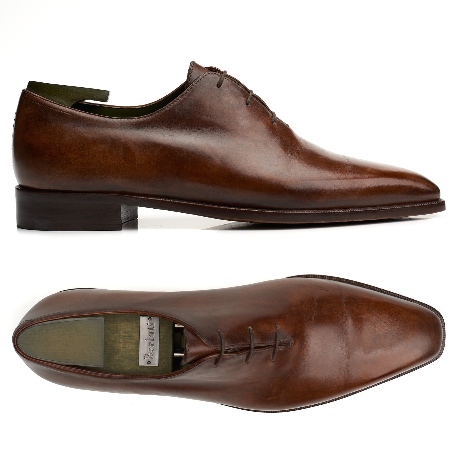 BERLUTI Brown Patina Venezia Calf Leather Oxford Dress Shoes UK 8 US 9