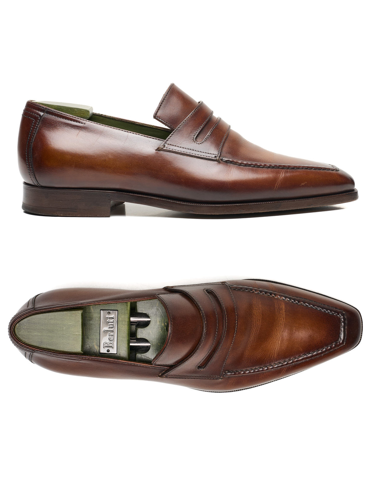BERLUTI Andy Demesure Cacao Brown Leather Penny Loafers