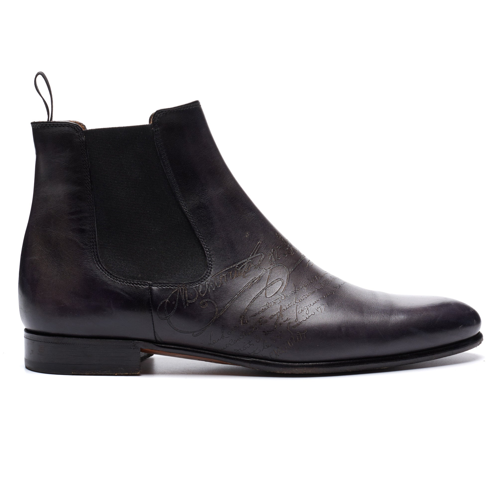 BERLUTI Cursive Galet Black-Gray Scritto Calf Chelsea Boots UK – SARTORIALE