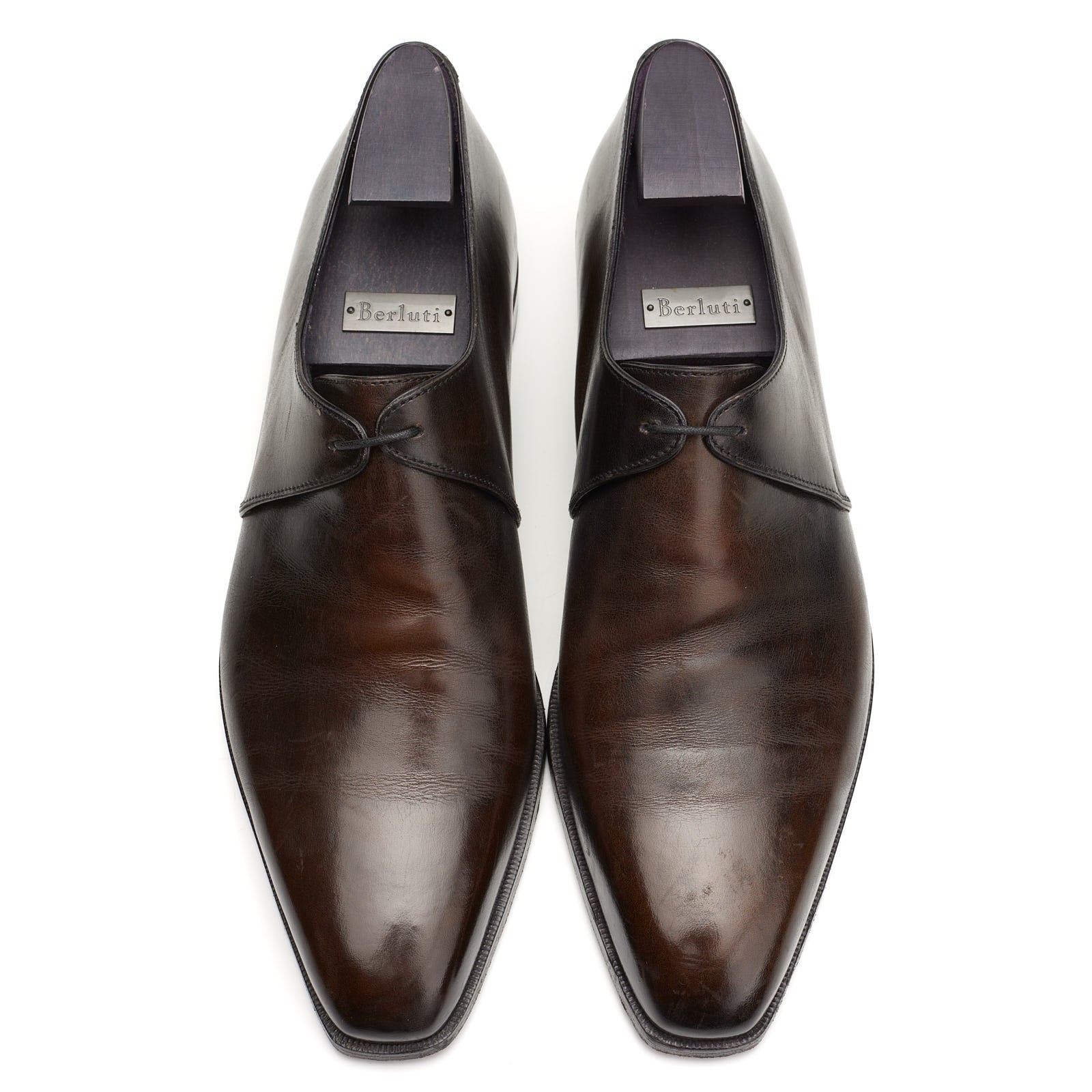 BERLUTI Dark Brown Patina Leather Oxford Dress Shoes UK 8 US 9 BERLUTI