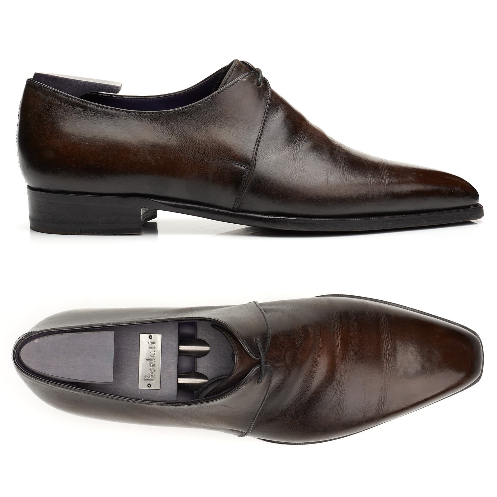 BERLUTI Dark Brown Patina Leather Oxford Dress Shoes UK 8 US 9 BERLUTI