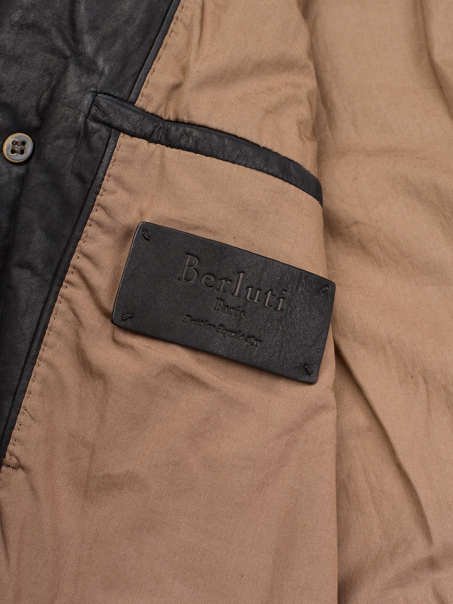 BERLUTI Paris Black Calfskin Double Breasted Leather Jacket