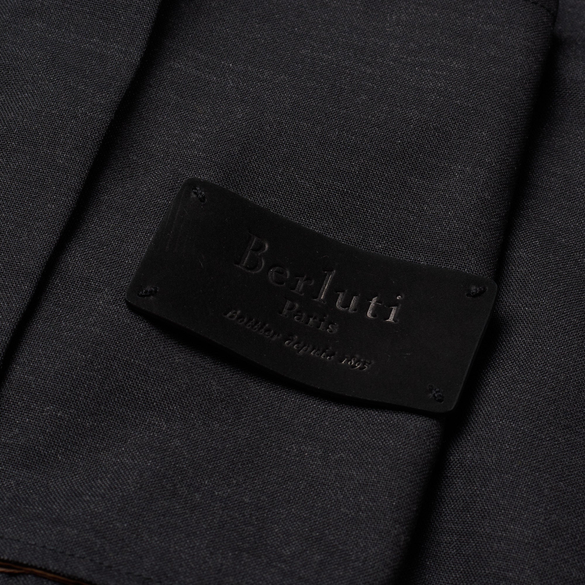 BERLUTI Paris Charcoal Gray Wool Unlined Blouson Jacket Leather Trims EU 50 NEW US M BERLUTI