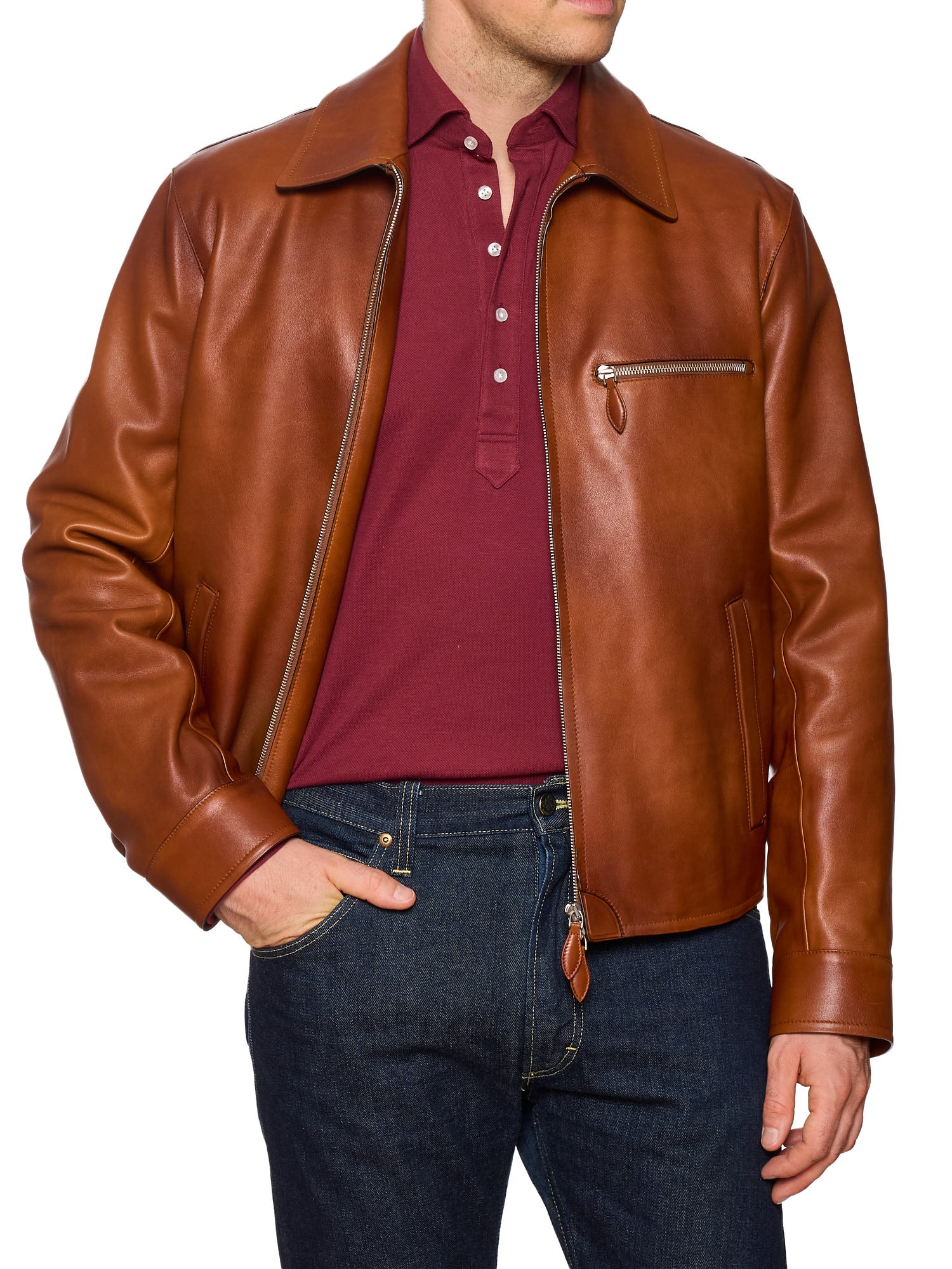 BERLUTI Paris Patina Padded Jour Blouson Cacao Patina Leather Jacket