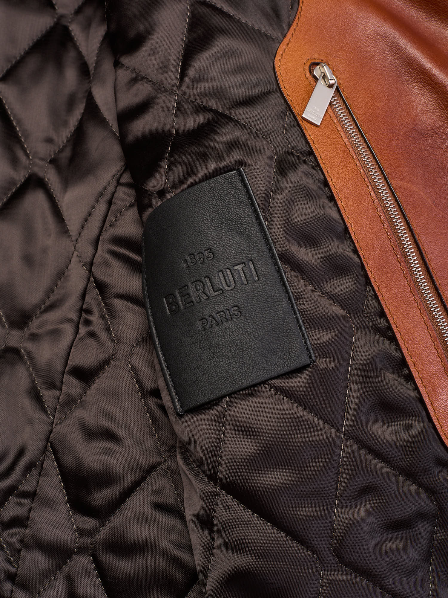 BERLUTI Paris Patina Padded 1 Jour Blouson Cacao Patina Leather Jacket