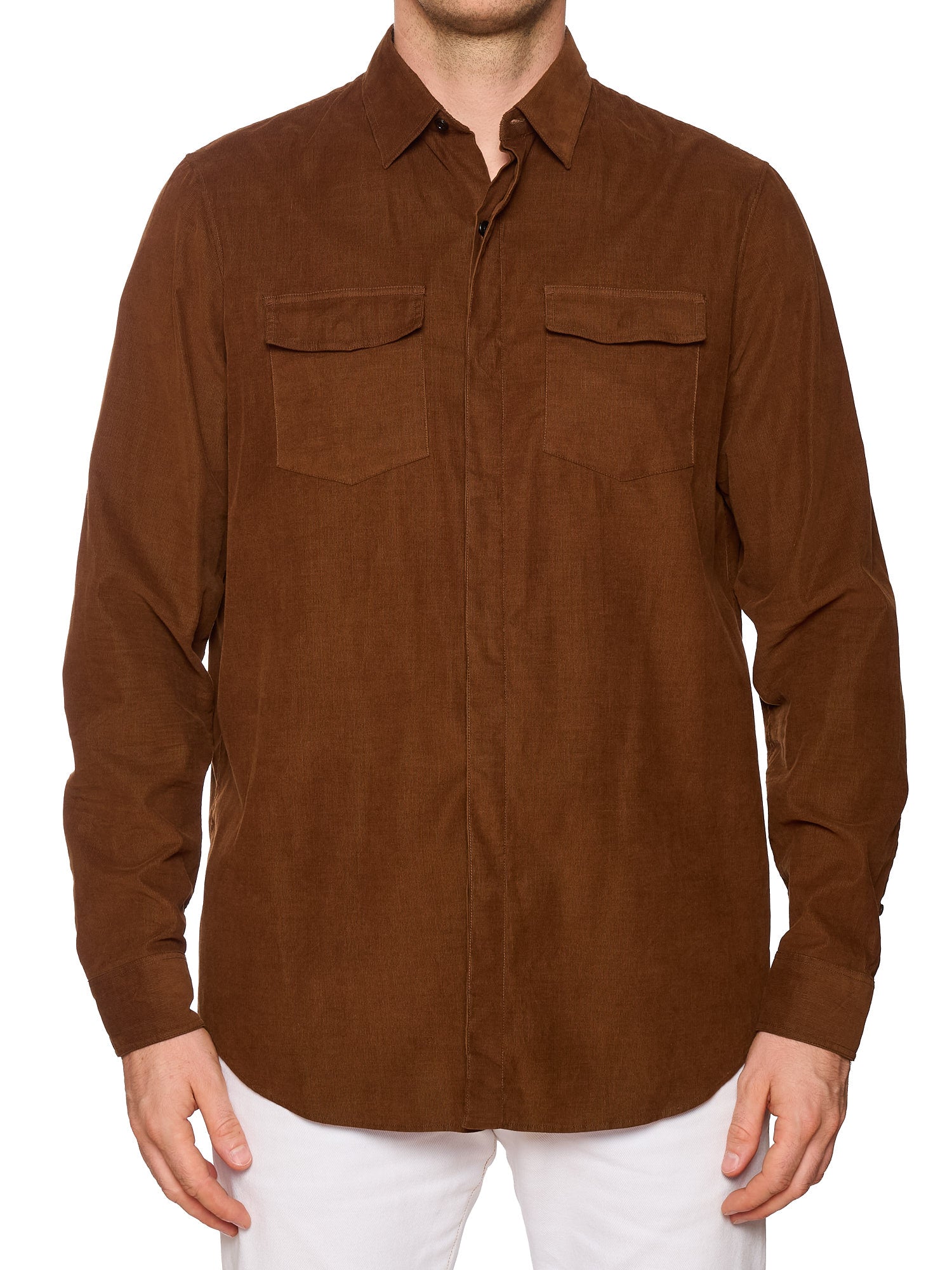 BERLUTI Paris Brown Corduroy Cotton Casual Shirt