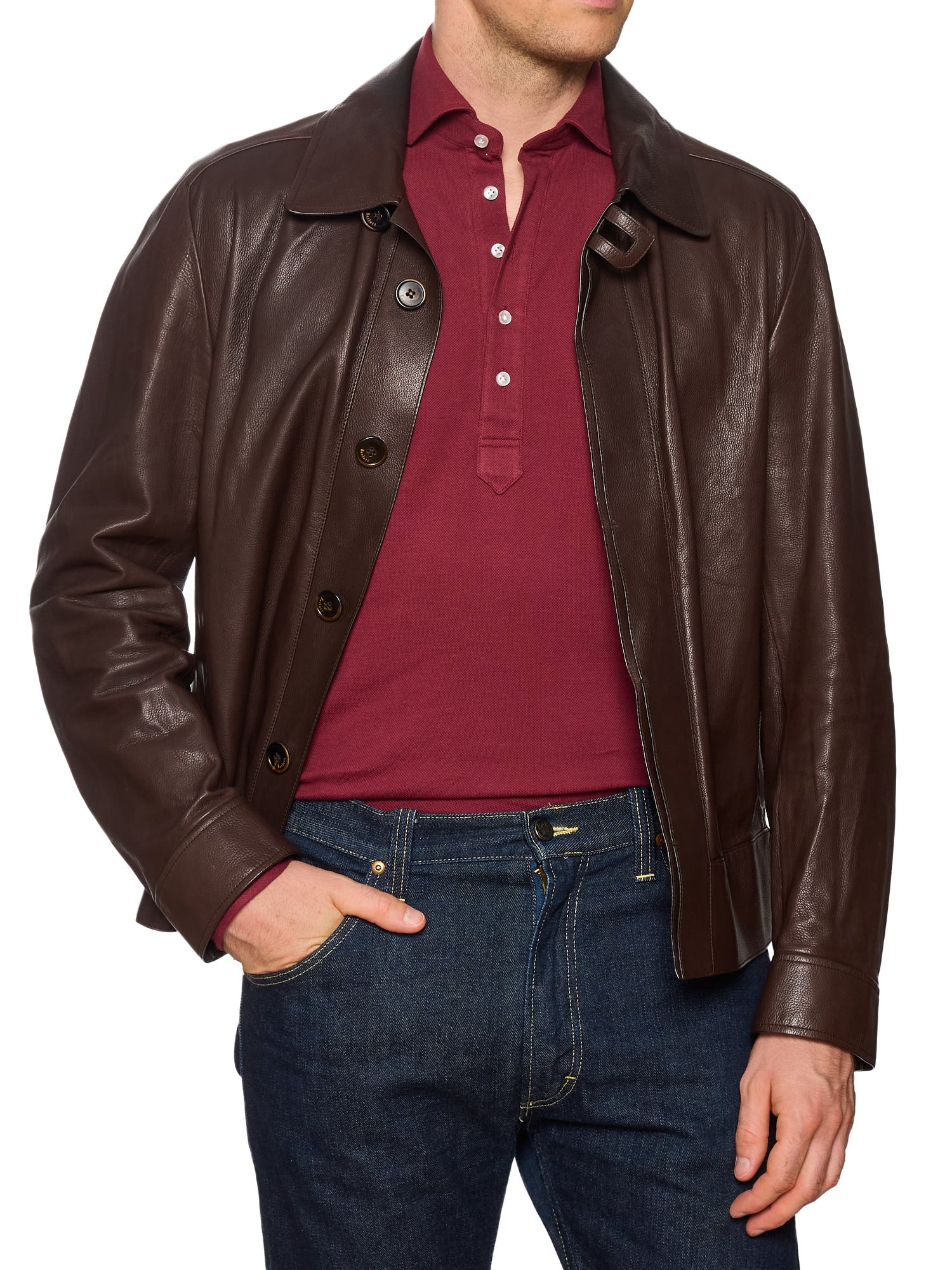 BERLUTI Paris Dark Brown Calfskin Leather Flight Jacket NEW Size M