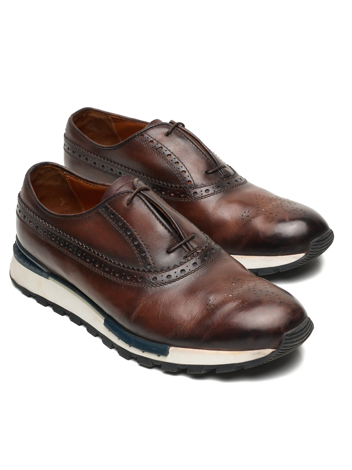 BERLUTI Paris Fast Track Oxford Brogues Cacao-White Venezia Leather Shoes